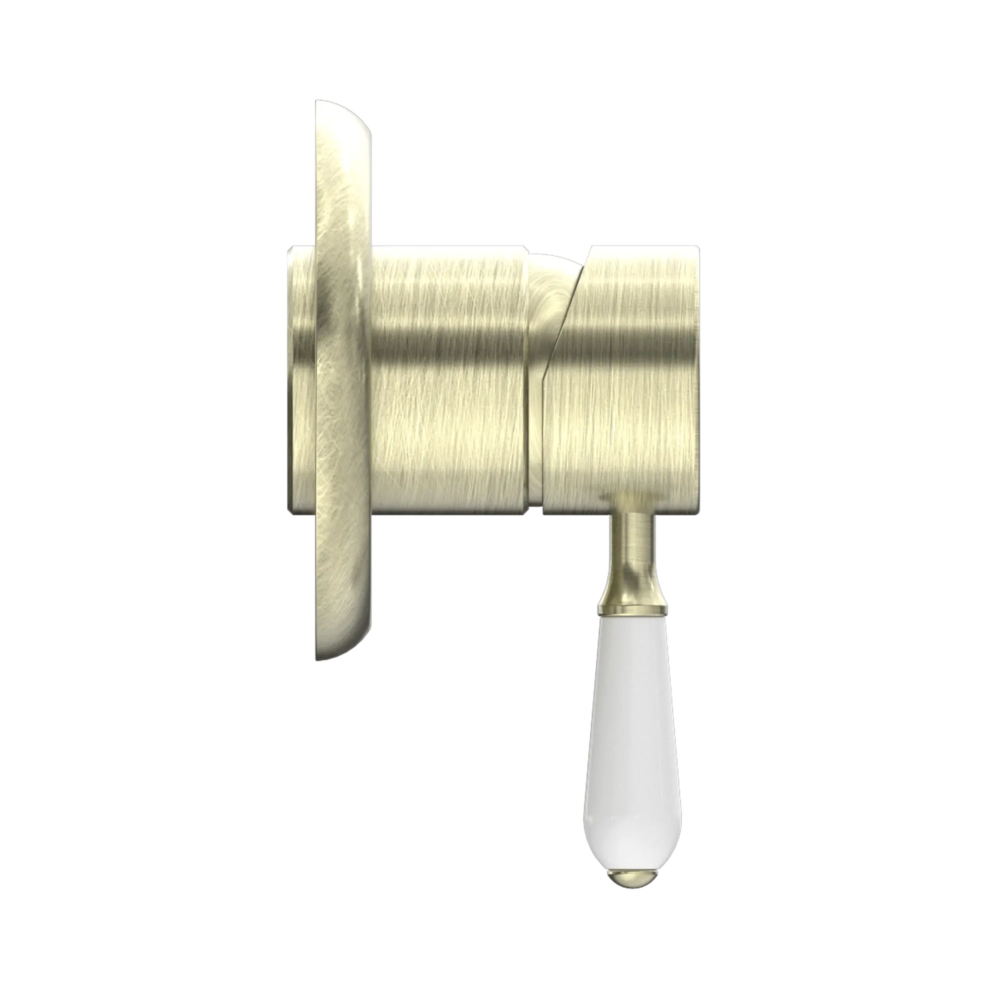 NR69210901 AB York Shower Mixer With White Porcelain Lever Aged Brass image 3