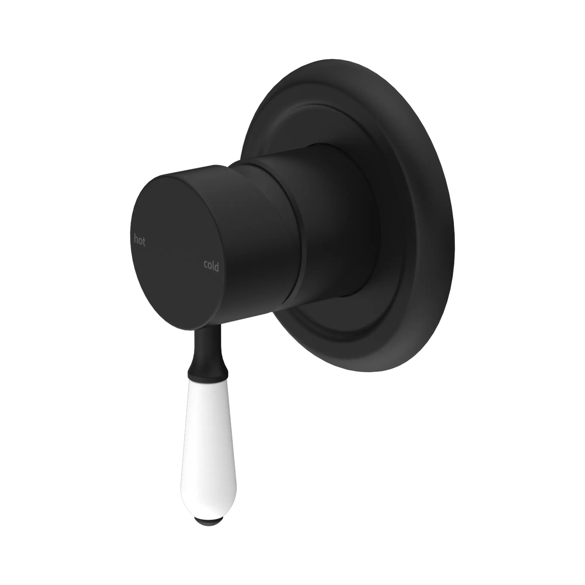 NR69210901 MB York Shower Mixer With White Porcelain Lever Matte Black image 1