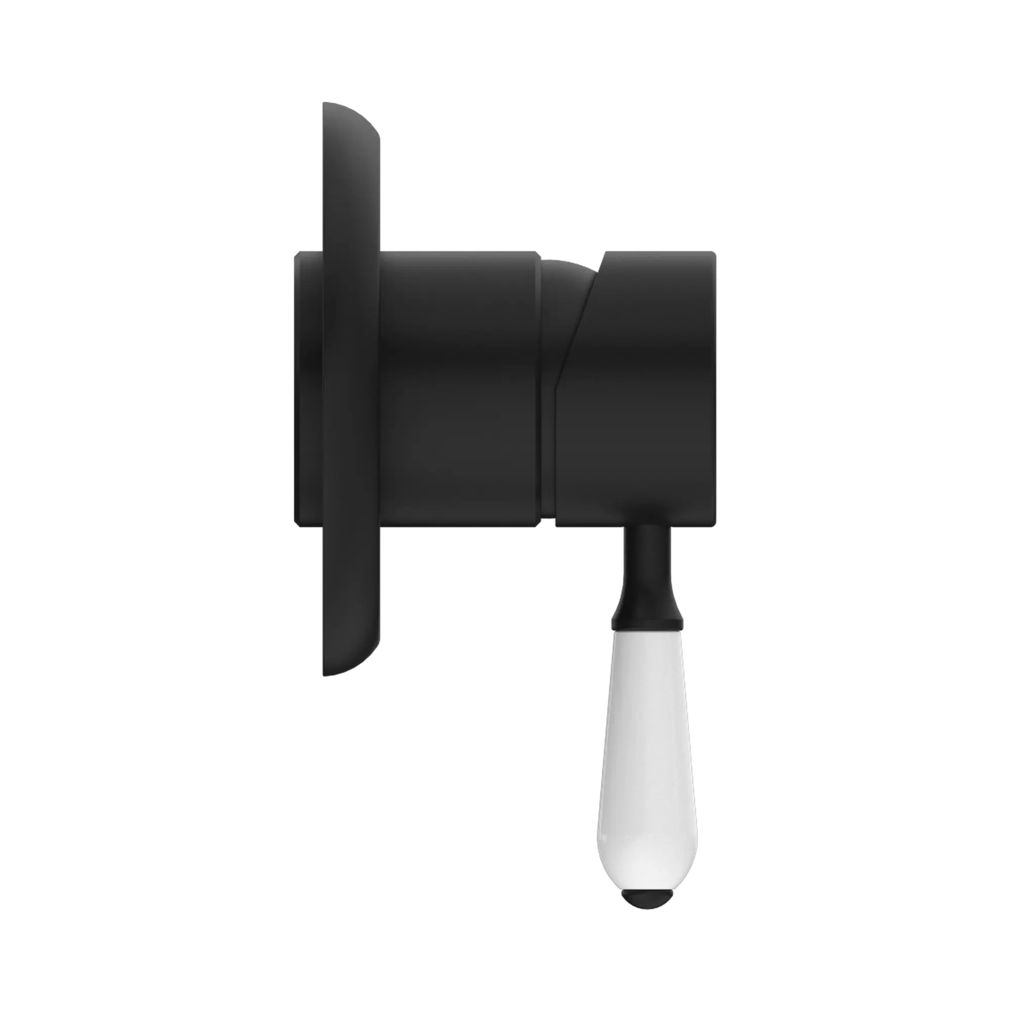 NR69210901 MB York Shower Mixer With White Porcelain Lever Matte Black image 3