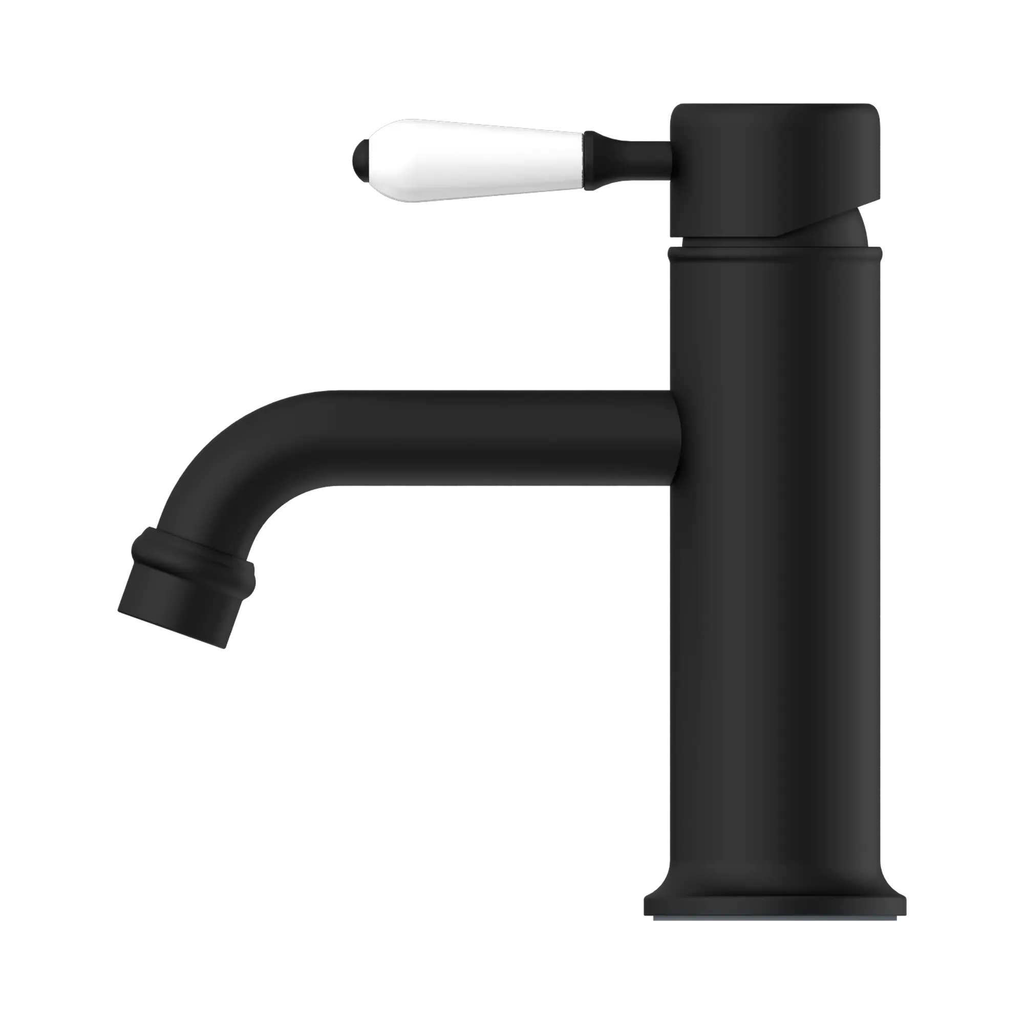 NR692101b01 MB York Straight Basin Mixer With White Porcelain Lever Matte Black image 2