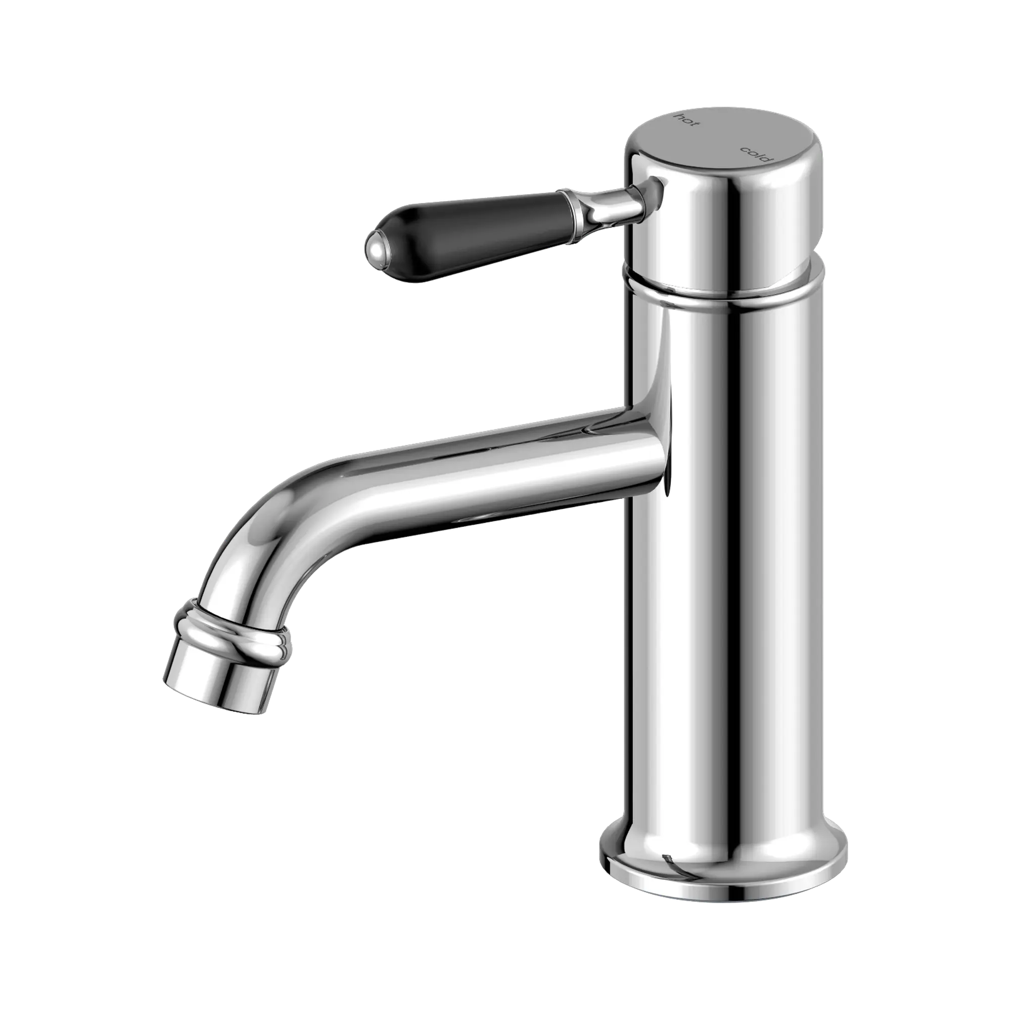 NR692101b03 CH York Straight Basin Mixer With Black Porcelain Lever Chrome image 1