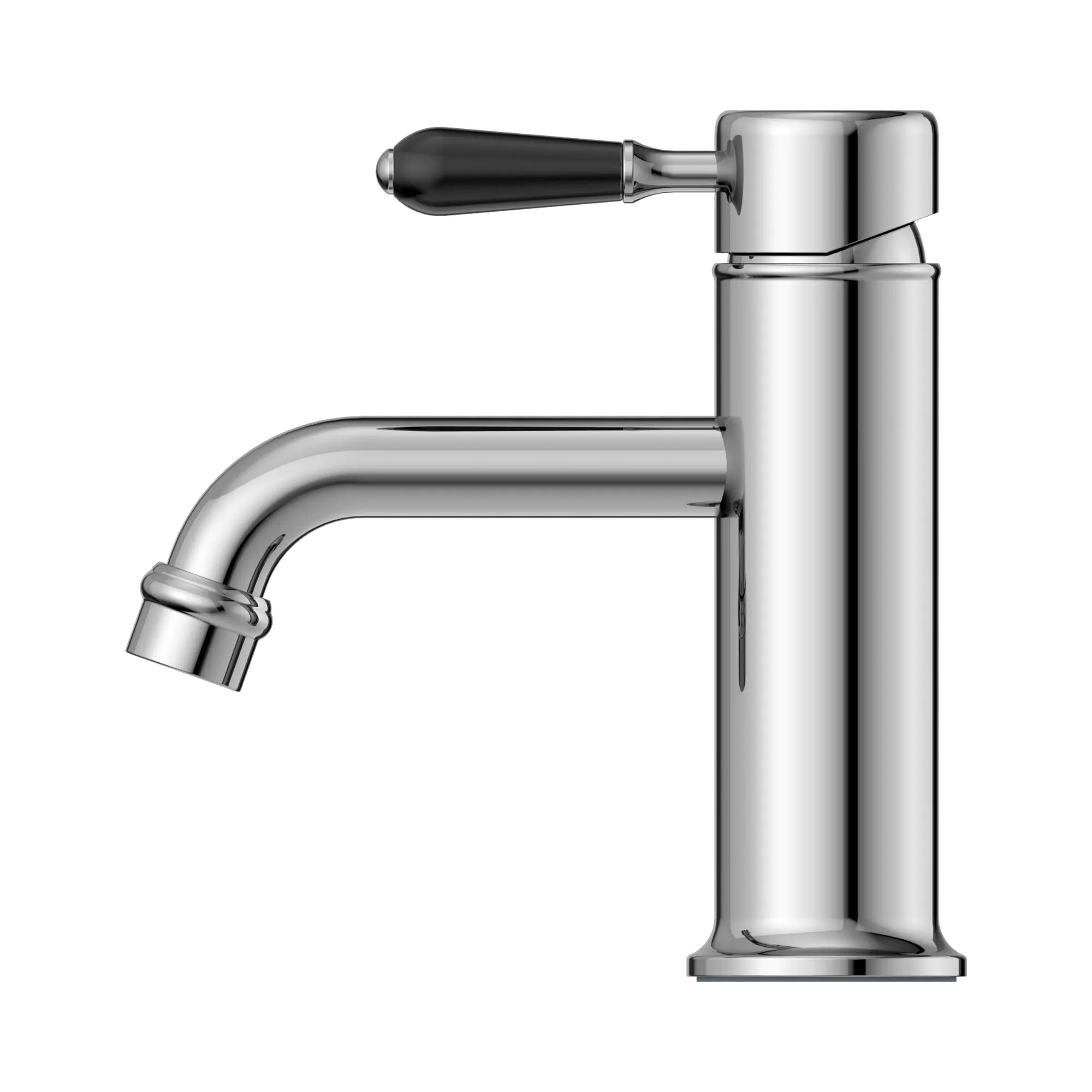 NR692101b03 CH York Straight Basin Mixer With Black Porcelain Lever Chrome image 2