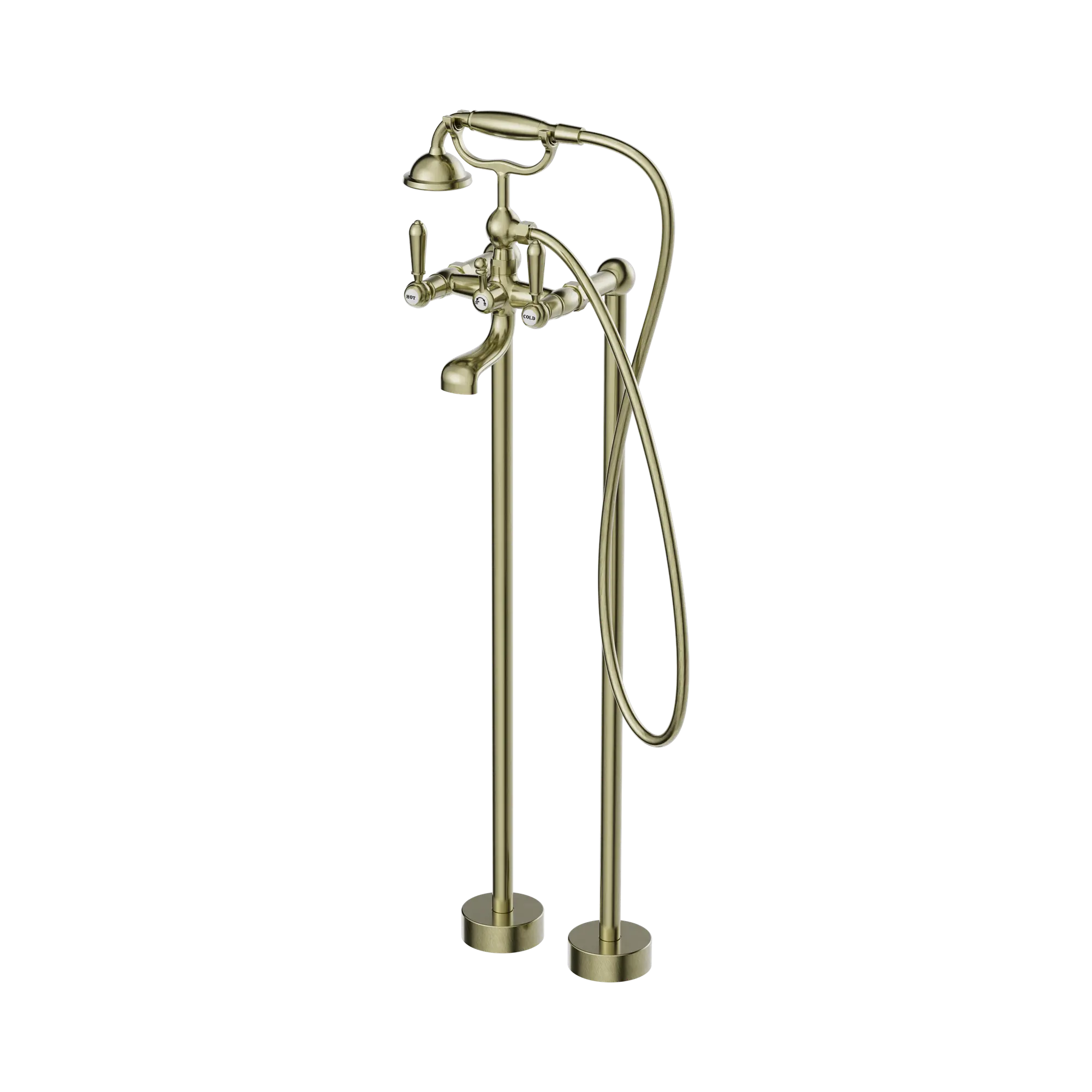 NR692103a02 AB York Freestanding Bath Set With Metal Hand Shower Aged Brass image 1