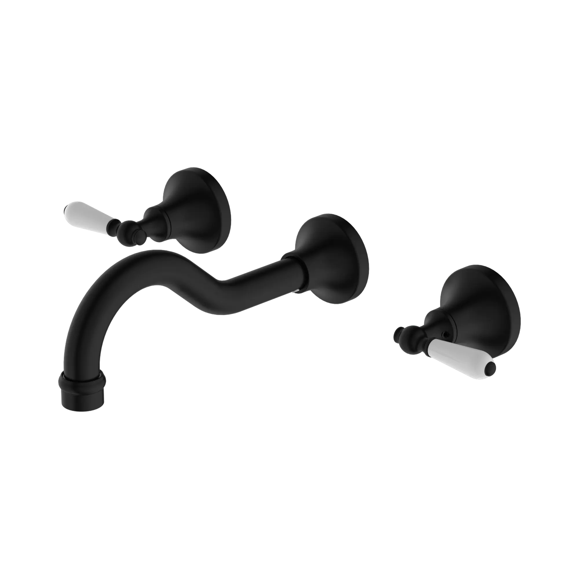 NR692107a01 MB York Wall Basin Set With White Porcelain Lever Matte Black image 1