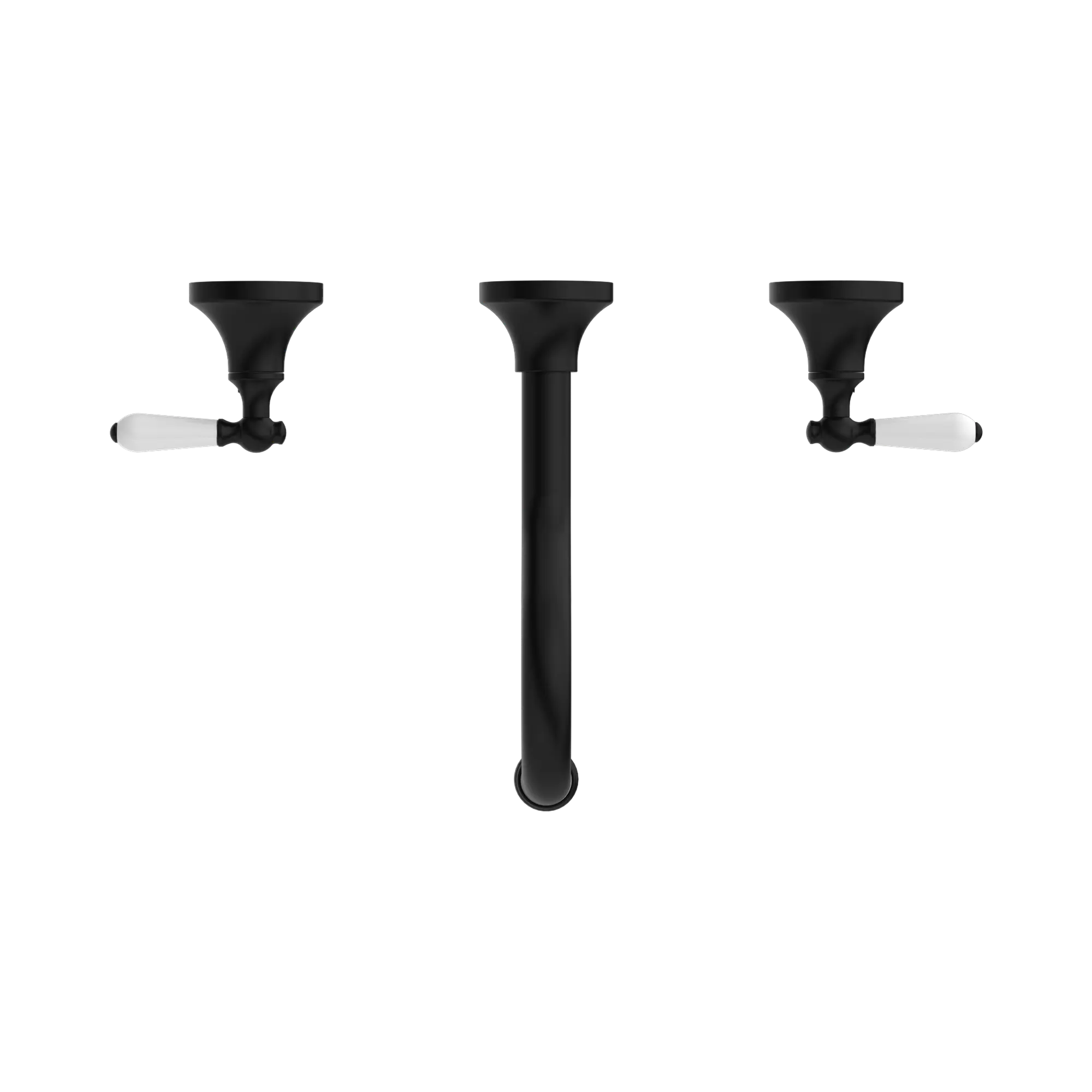 NR692107a01 MB York Wall Basin Set With White Porcelain Lever Matte Black image 2