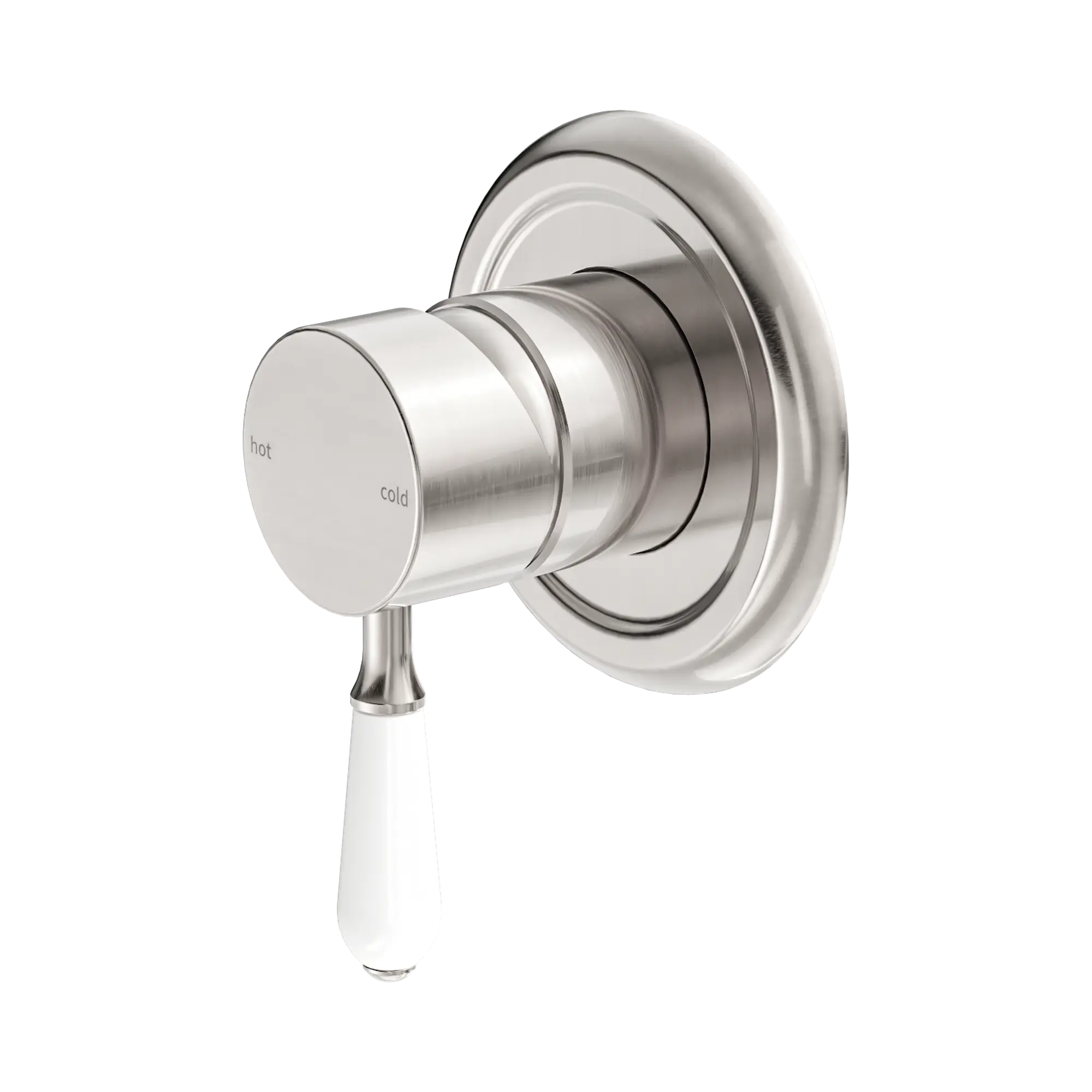 NR69210901 BN York Shower Mixer With White Porcelain Lever Brushed Nickel image 1