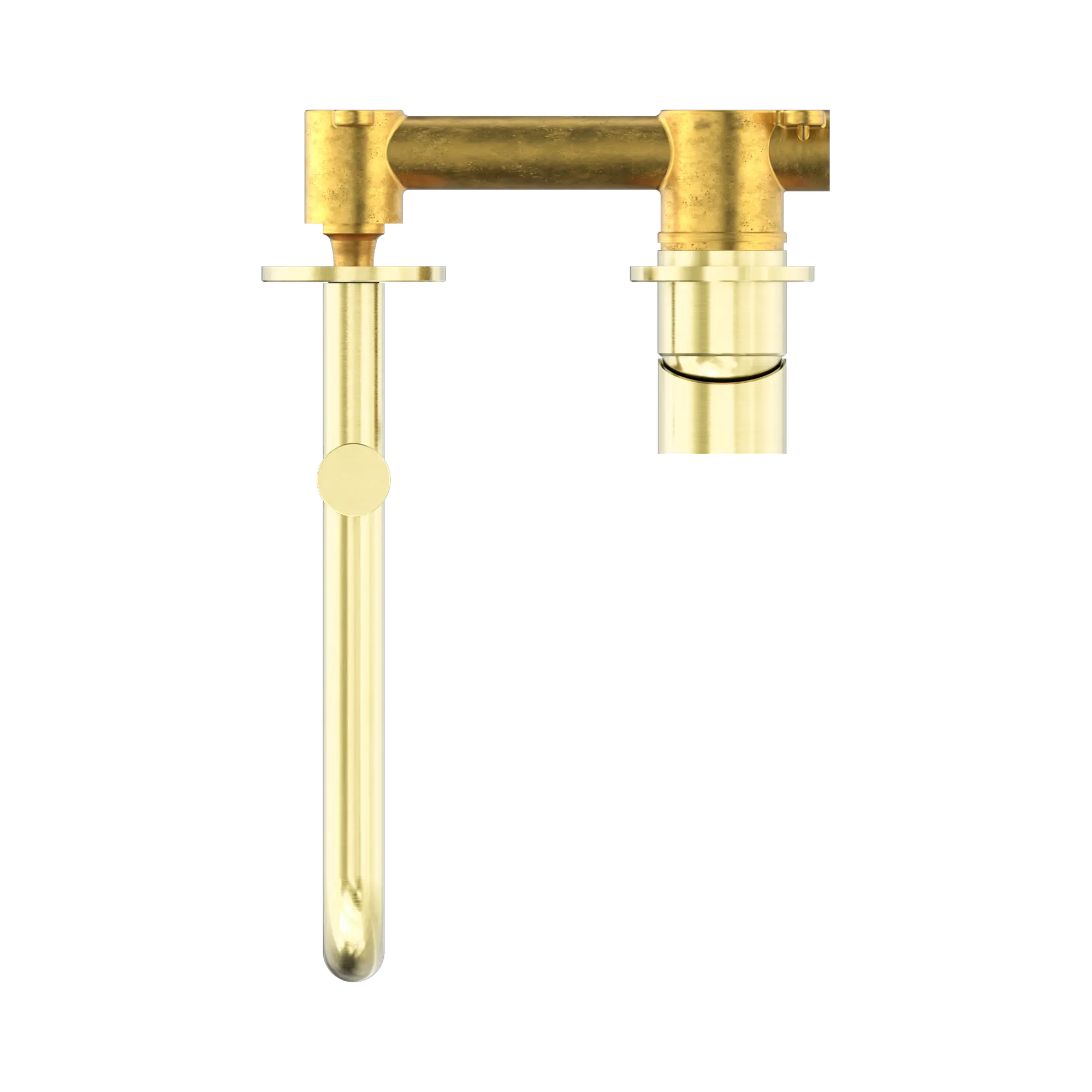 NR221910 RBG Mecca Wall Basin Bath Mixer Swivel Spout 225mm Brushed Gold image 2