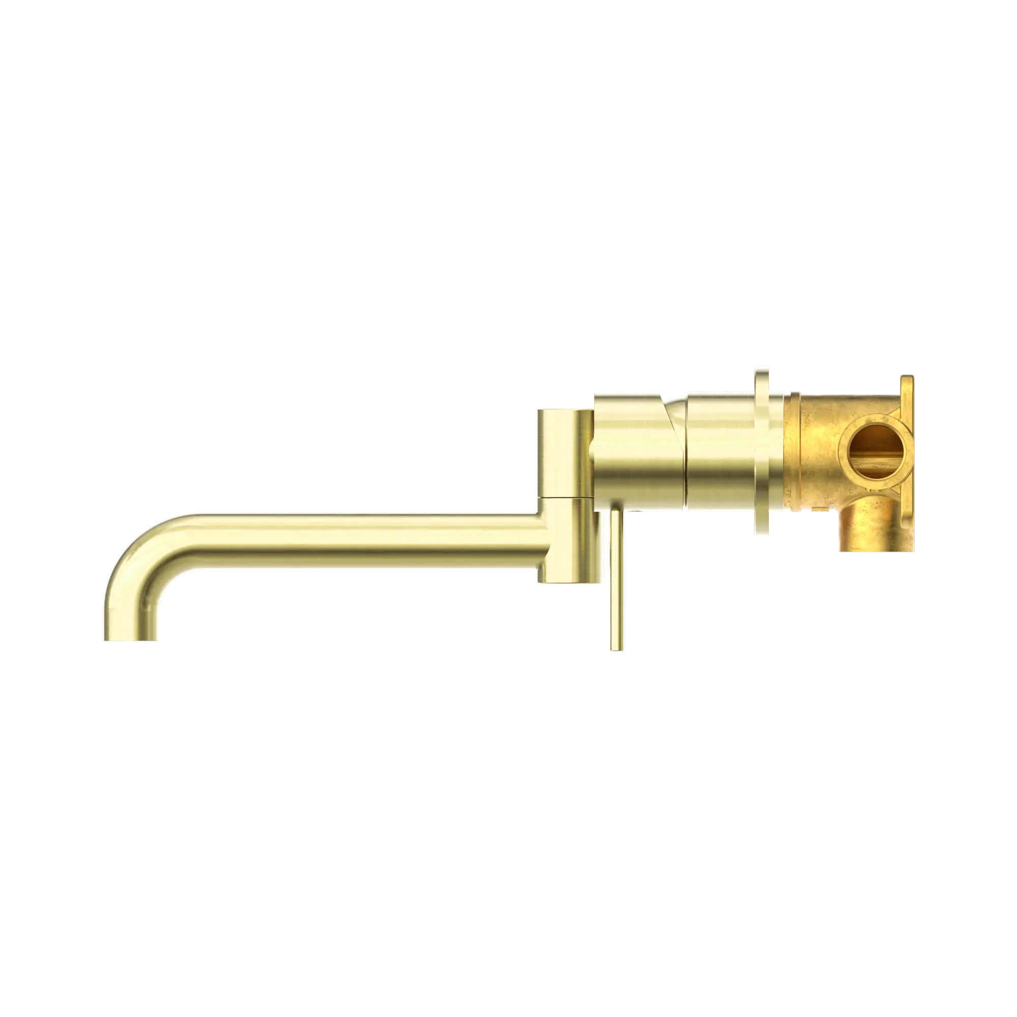 NR221910 RBG Mecca Wall Basin Bath Mixer Swivel Spout 225mm Brushed Gold image 3