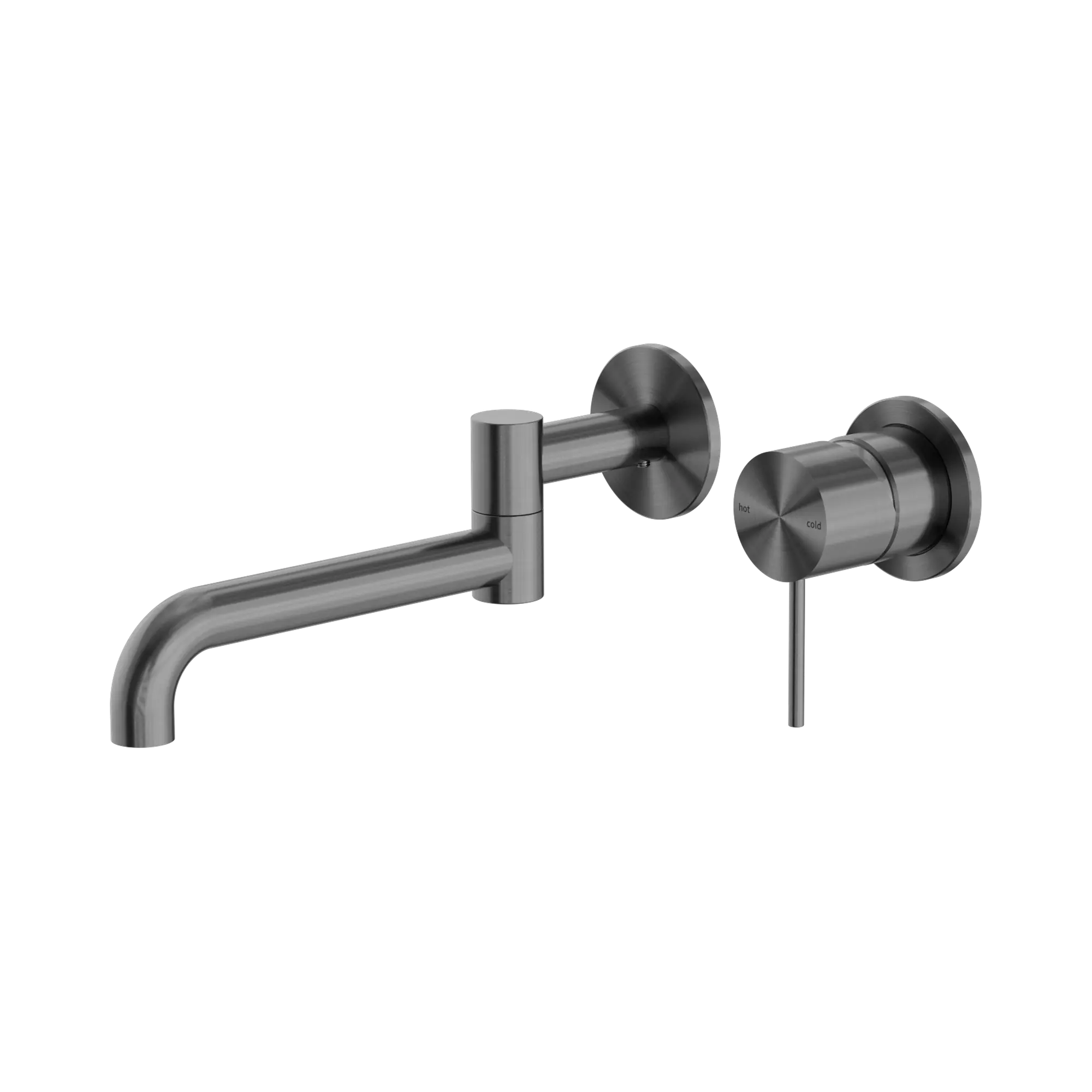 NR221910 RGM Mecca Wall Basin Bath Mixer Swivel Spout 225mm Gun Metal image 1