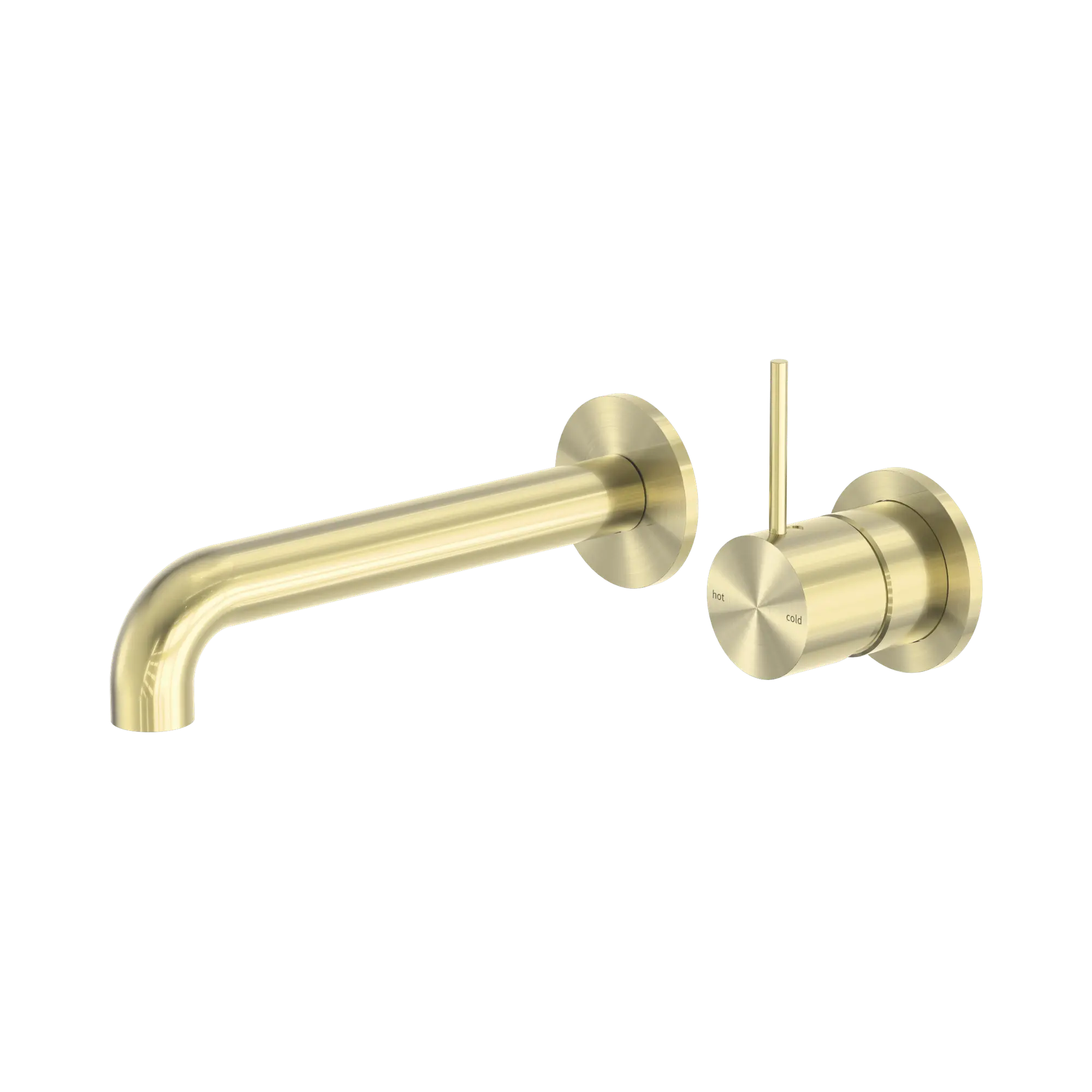 NR221910 D260 BG Mecca Wall Basin Bath Mixer Separate Back Plate Handle Up 260mm Brushed Gold image 1