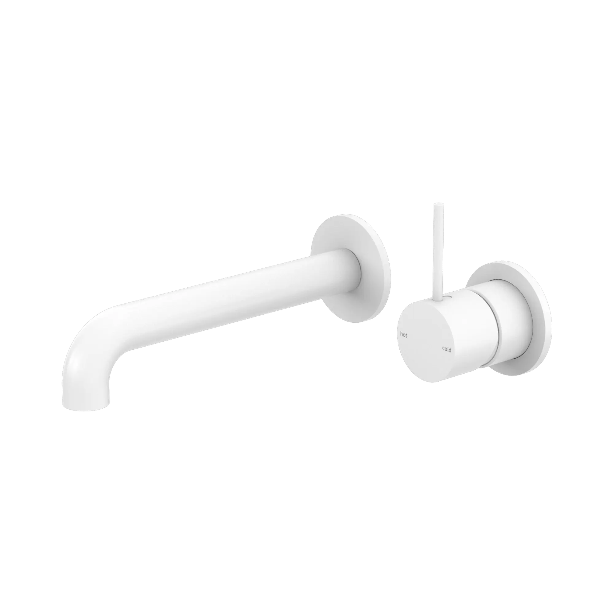 NR221910 D260 MW Mecca Wall Basin Bath Mixer Separate Back Plate Handle Up 260mm Matte White image 1