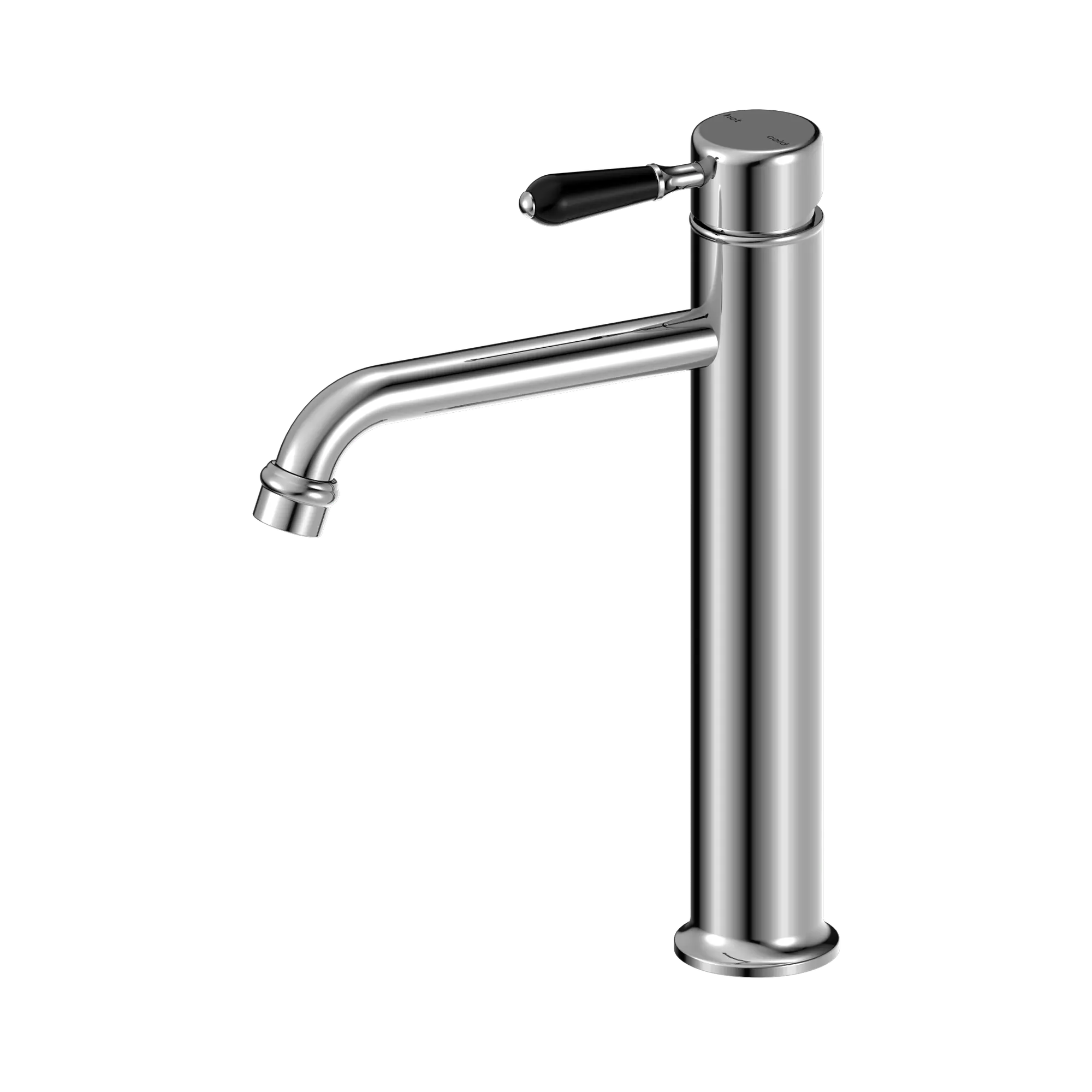 NR692101a03 CH York Straight Tall Basin Mixer With Black Porcelain Lever Chrome image 1