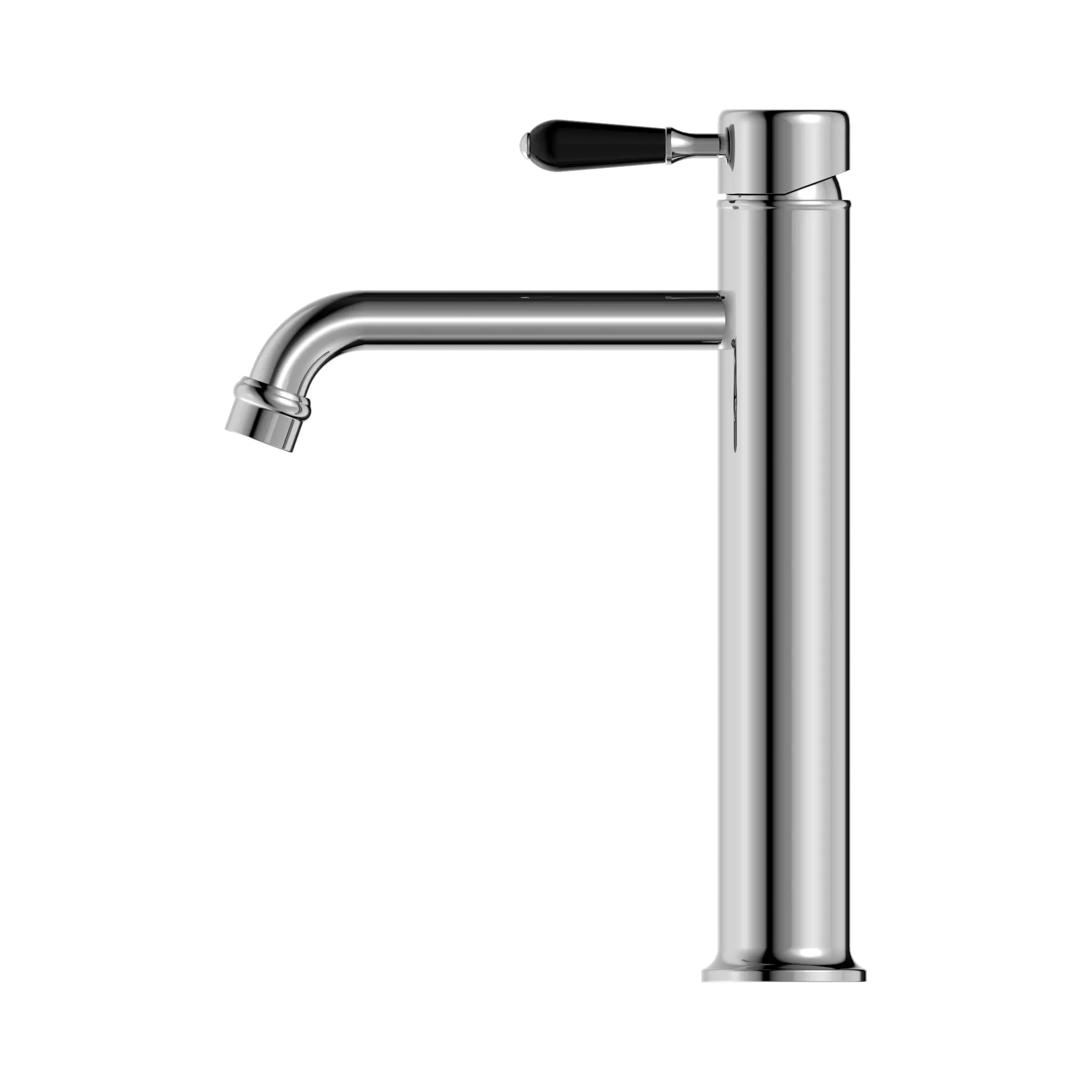 NR692101a03 CH York Straight Tall Basin Mixer With Black Porcelain Lever Chrome image 3