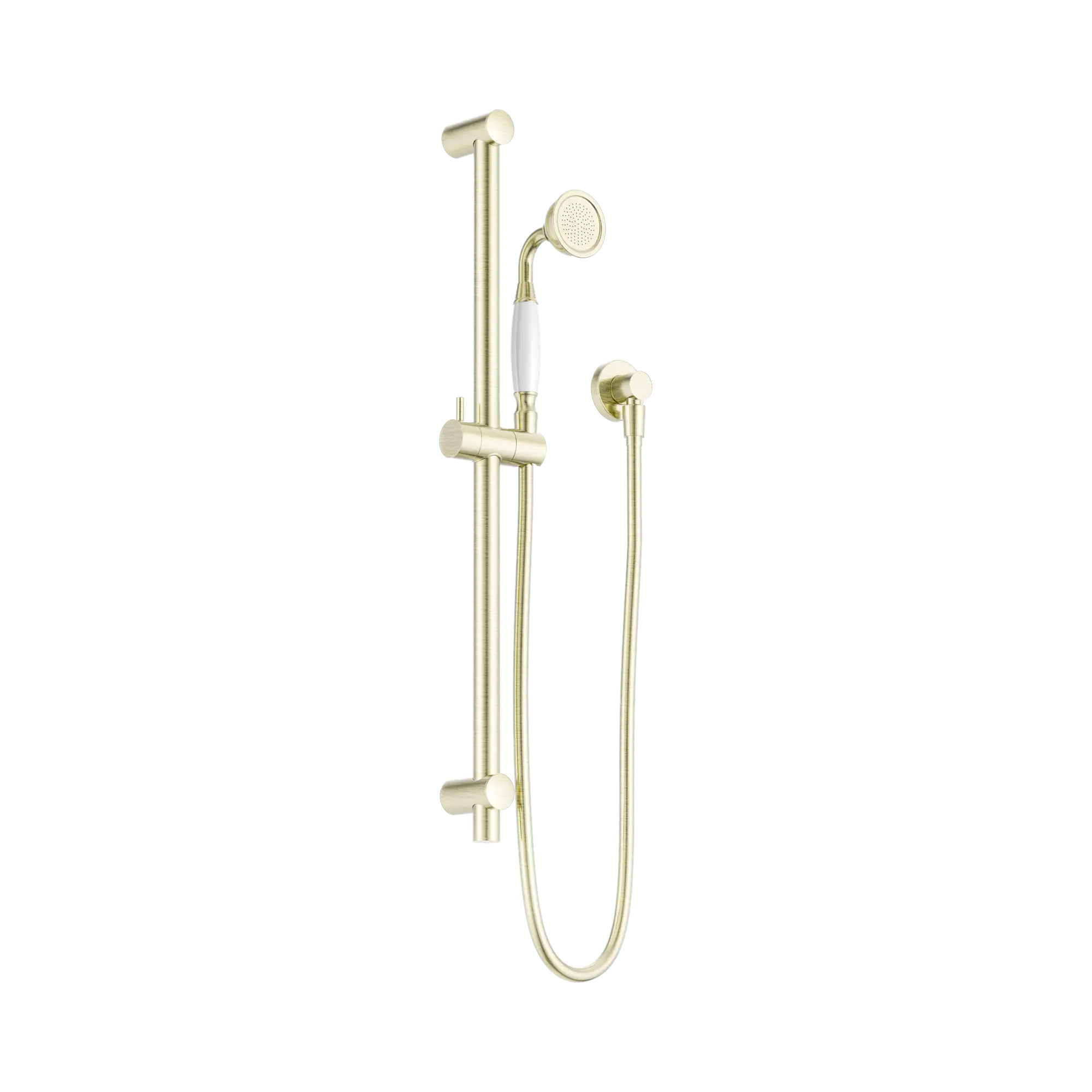NR692105a01 AB York Shower Rail With White Porcelain Hand Shower Aged Brass image 1
