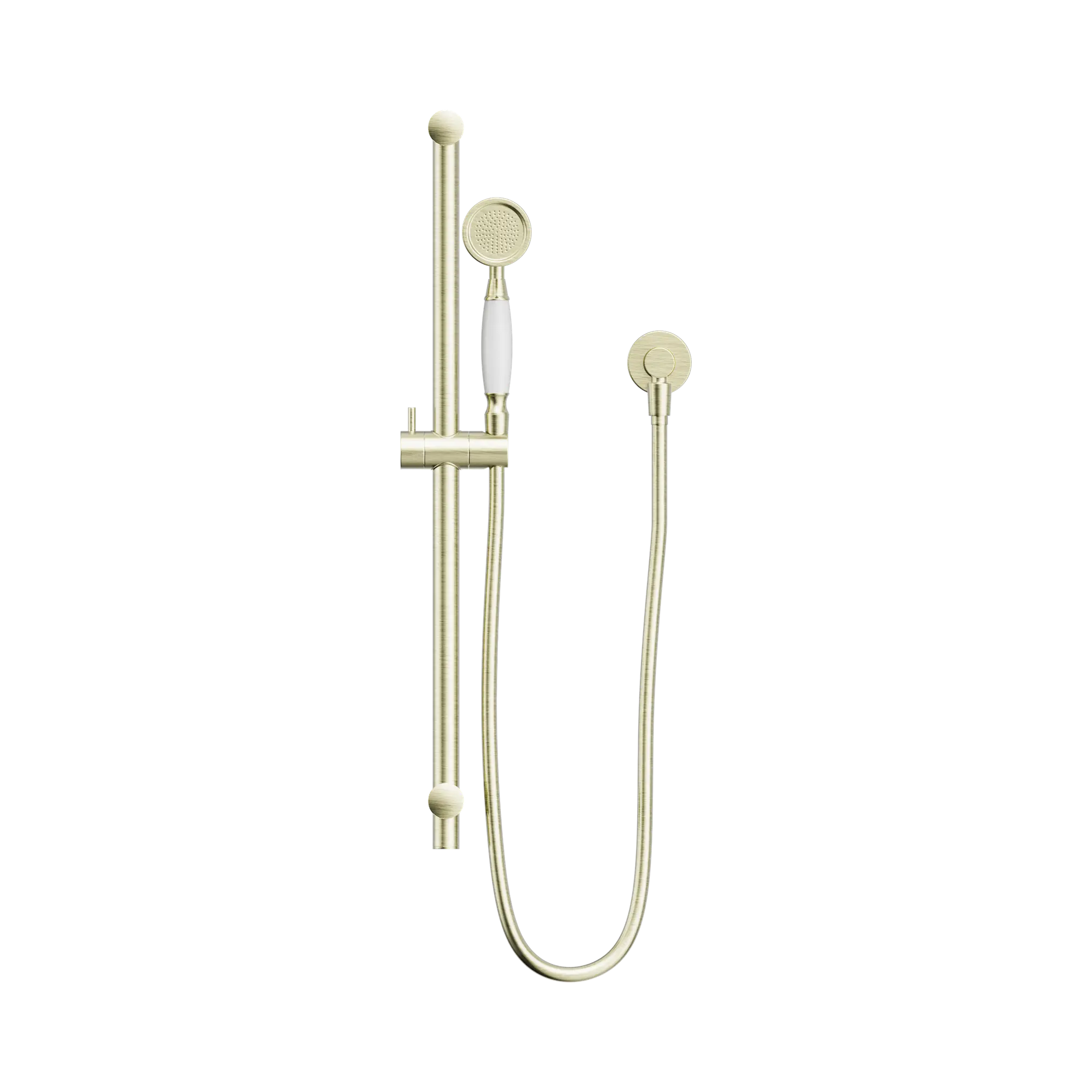 NR692105a01 AB York Shower Rail With White Porcelain Hand Shower Aged Brass image 2