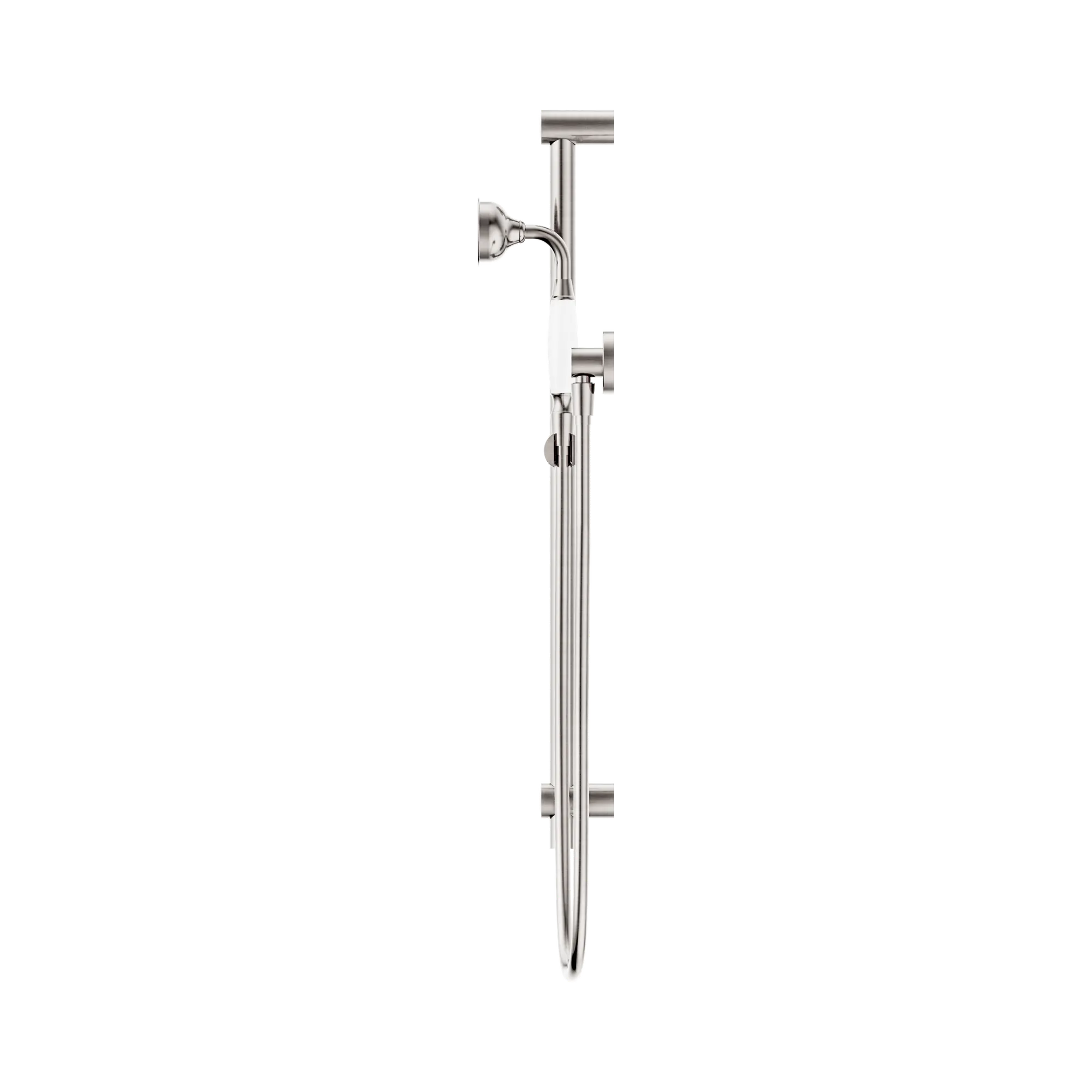 NR692105a01 BN York Shower Rail With White Porcelain Hand Shower Brushed Nickel image 3