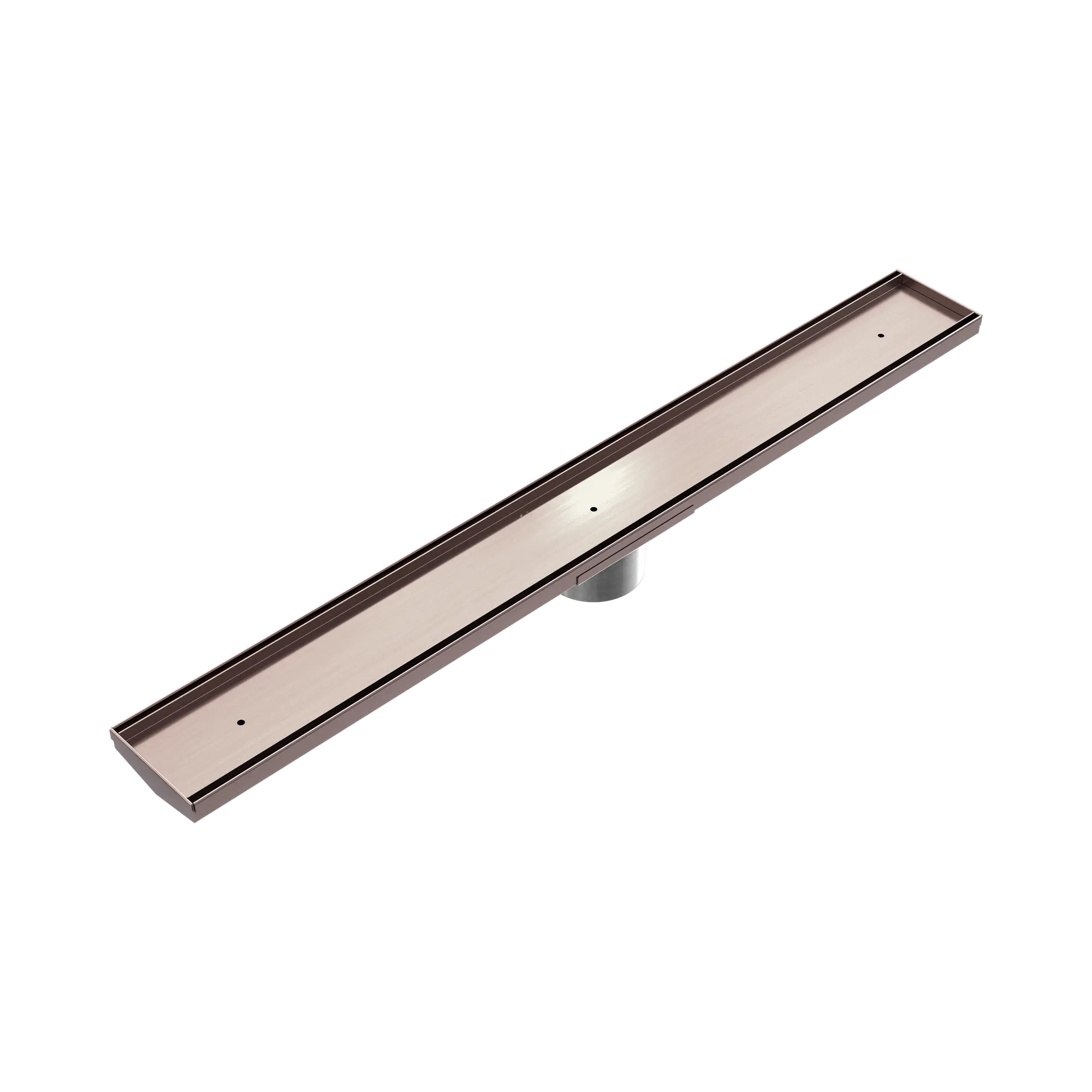 NRFG003hs BZ Tile Insert V Channel Floor Grate 80mm Outlet With Hole Saw Brushed Bronze image 1