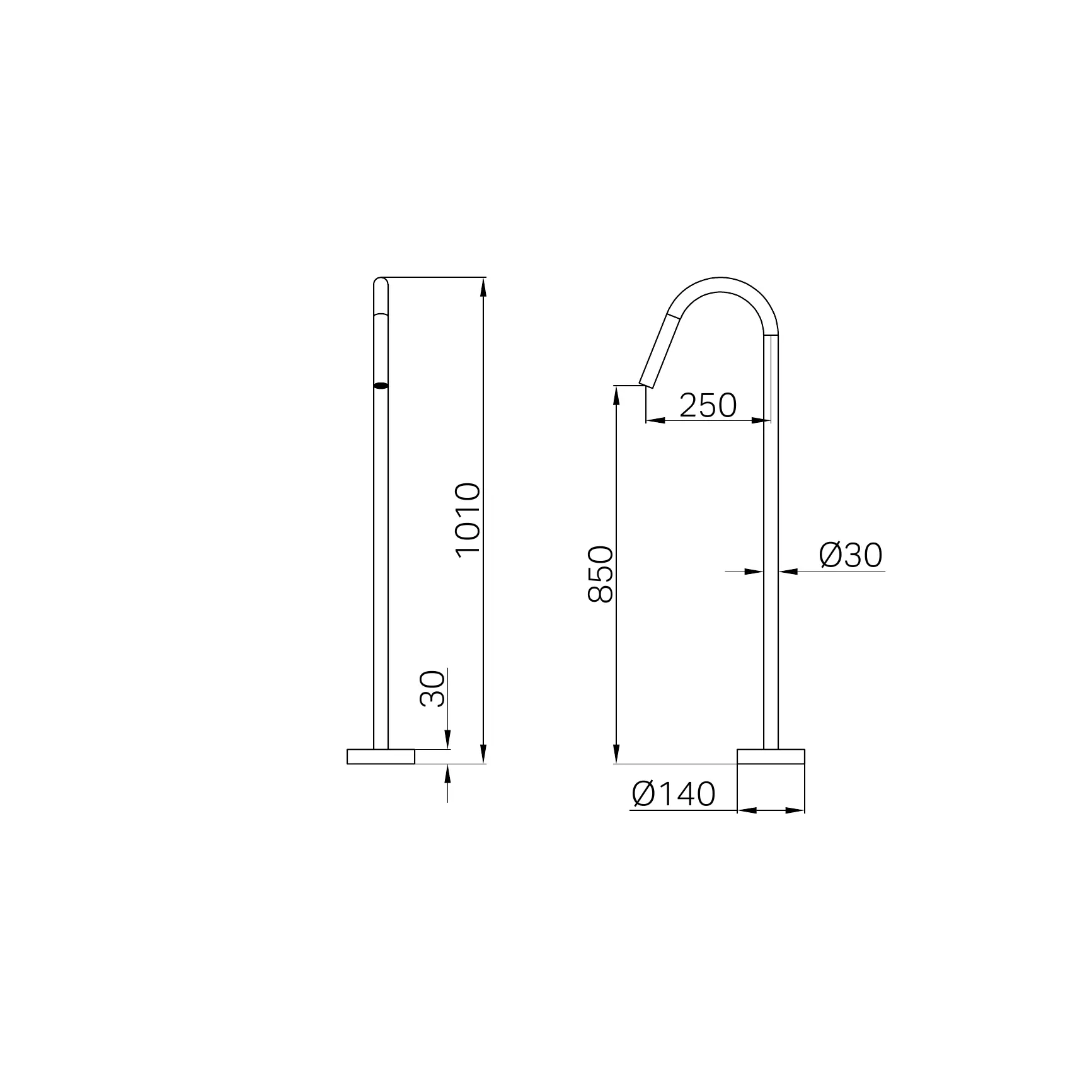 صباب بانيو أرضي قائم (Freestanding Spout) ذهبي مطفي