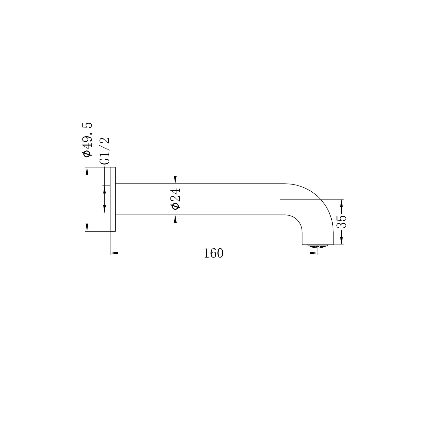 Mecca Basin/Bath Spout Only 160MM Gun Metal
