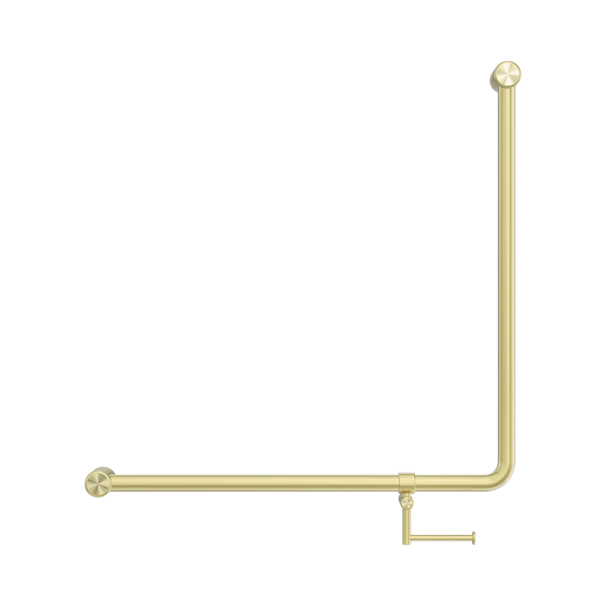 NRCR3290bh BG Mecca Care 32mm 90 Degree Bent Tube Grab Rail 750 X750mm With Toilet Roll Holder Brushed Gold image 2