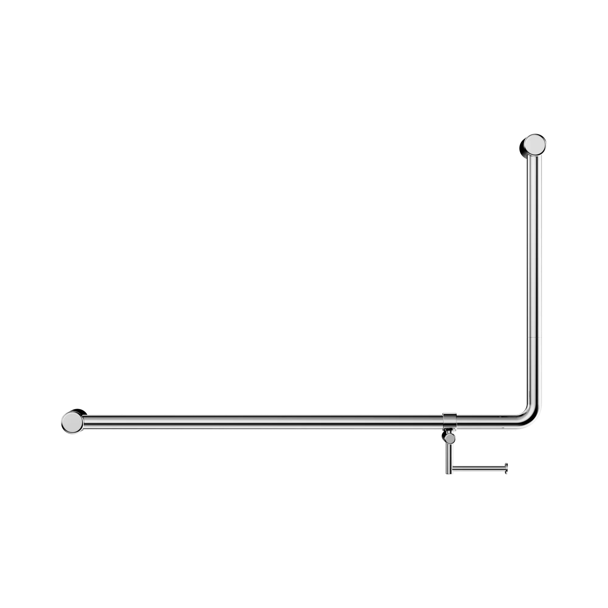 NRCR3290eh CH Mecca Care 32mm DDA 90 Degree Bent Tube Grab Rail 600 X1000mm With Toilet Roll Holder Chrome image 2
