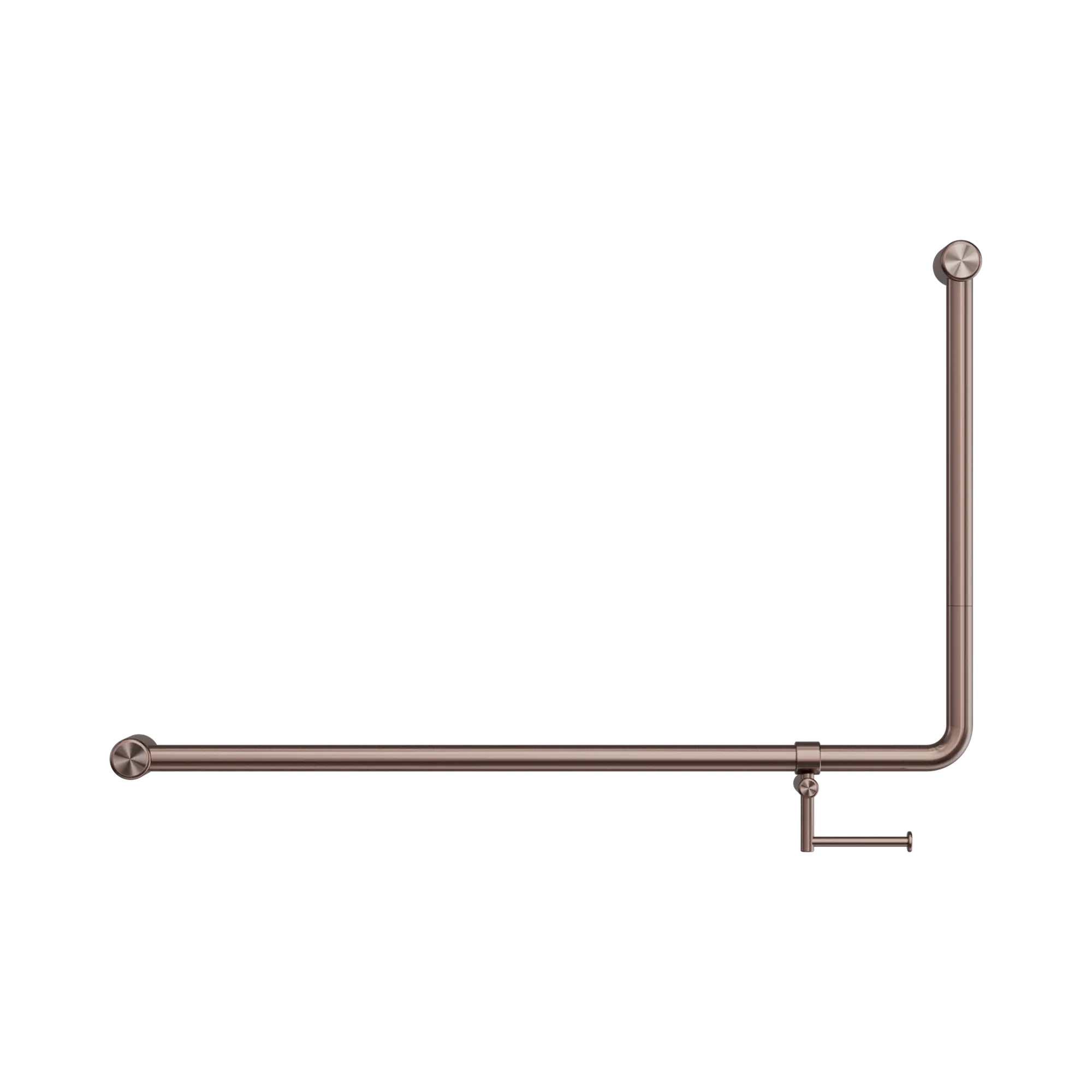 NRCR3290eh BZ Mecca Care 32mm DDA 90 Degree Bent Tube Grab Rail 600 X1000mm With Toilet Roll Holder Brushed Bronze image 2