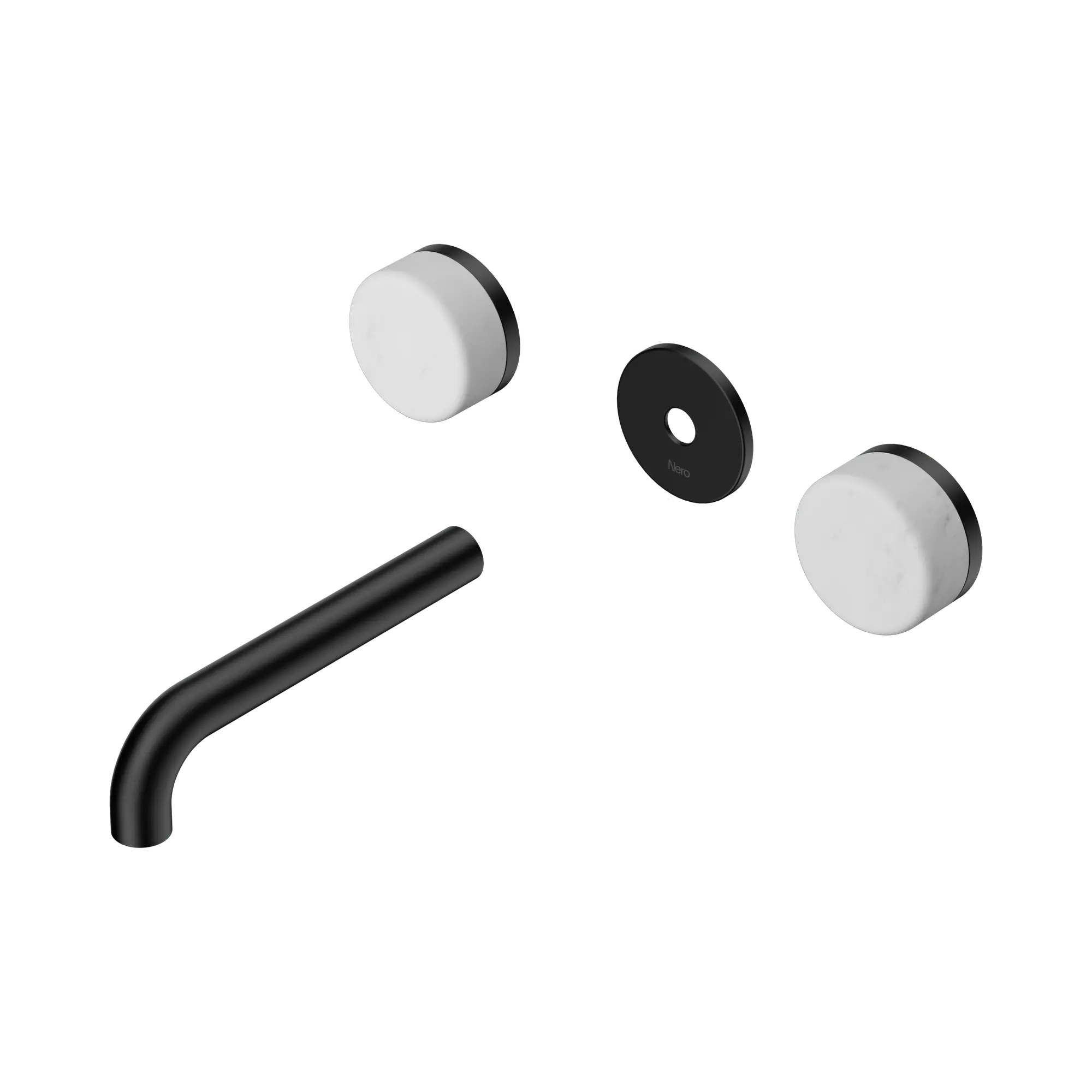 24 D074 MB Serenity Wall Basin Set 160mm Spout With Carrara Handle Trim Kit Only Matte Black image 1