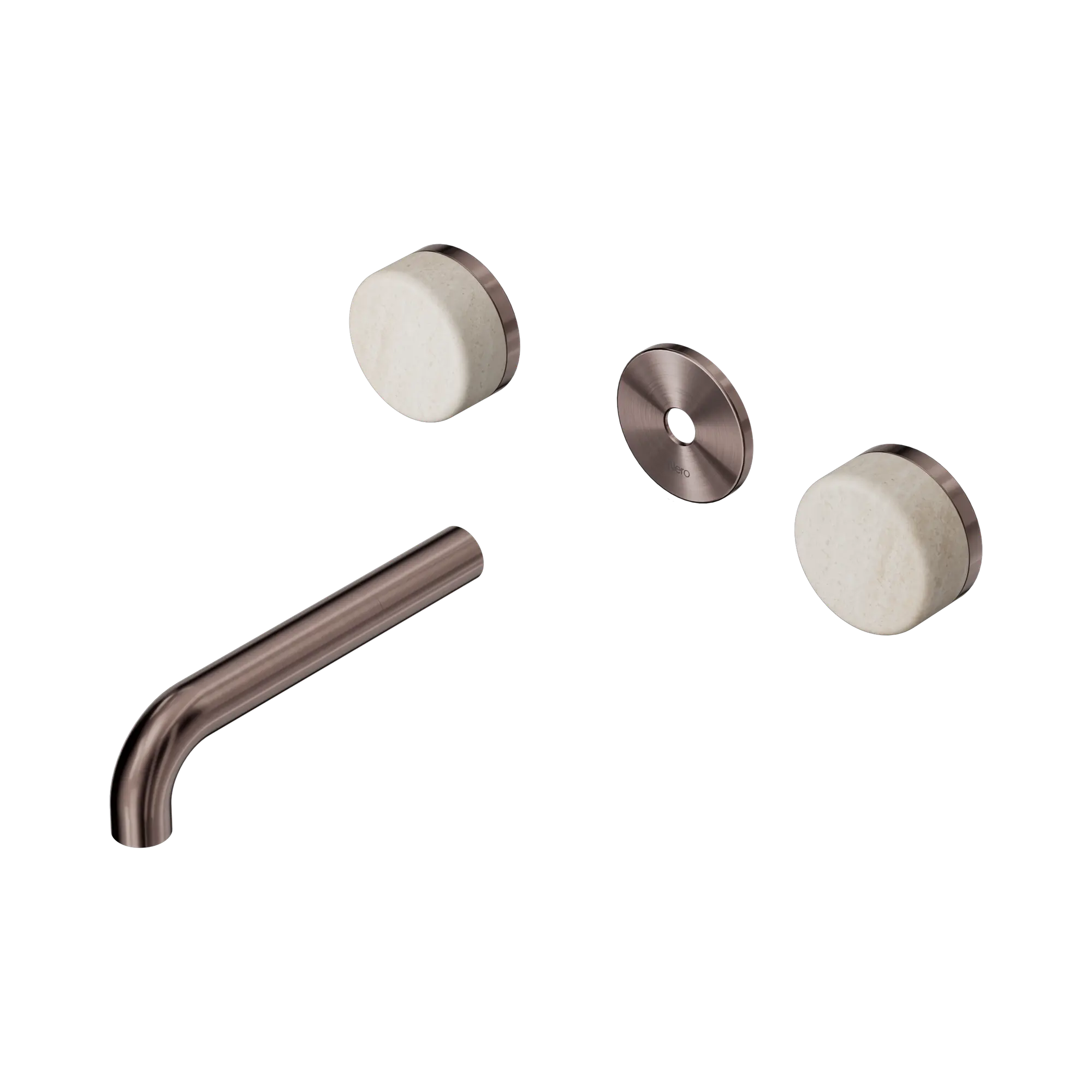 24 D076 BZ Serenity Wall Basin Set 160mm Spout With Rome Travertine Handle Trim Kit Only Brushed Bronze image 1