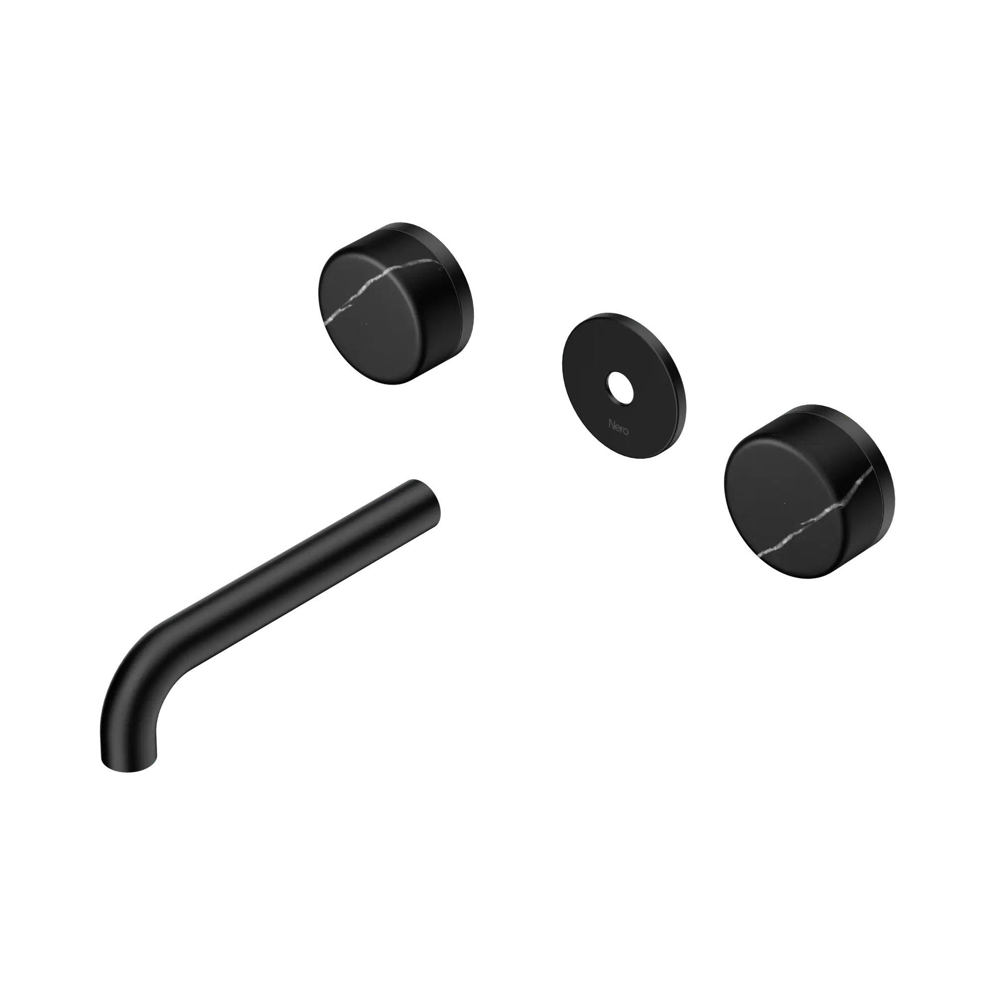 24 D110 MB Serenity Wall Basin Set 160mm Spout With Marquina Black Handle Trim Kit Only Matte Black image 1