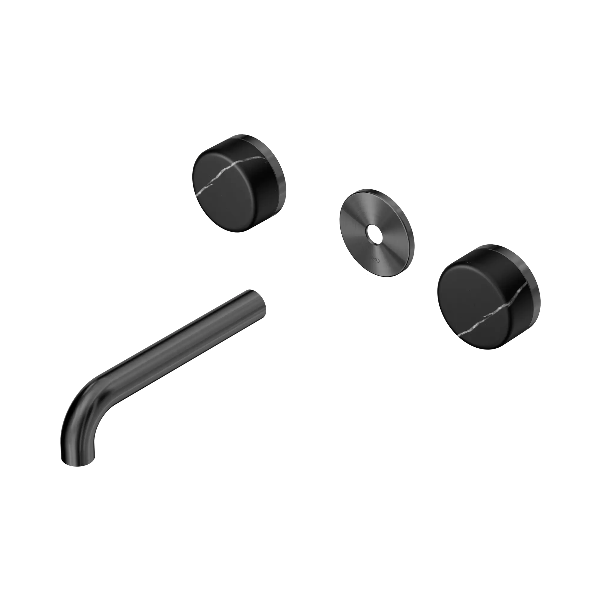 24 D110 GM Serenity Wall Basin Set 160mm Spout With Marquina Black Handle Trim Kit Only Gun Metal image 1