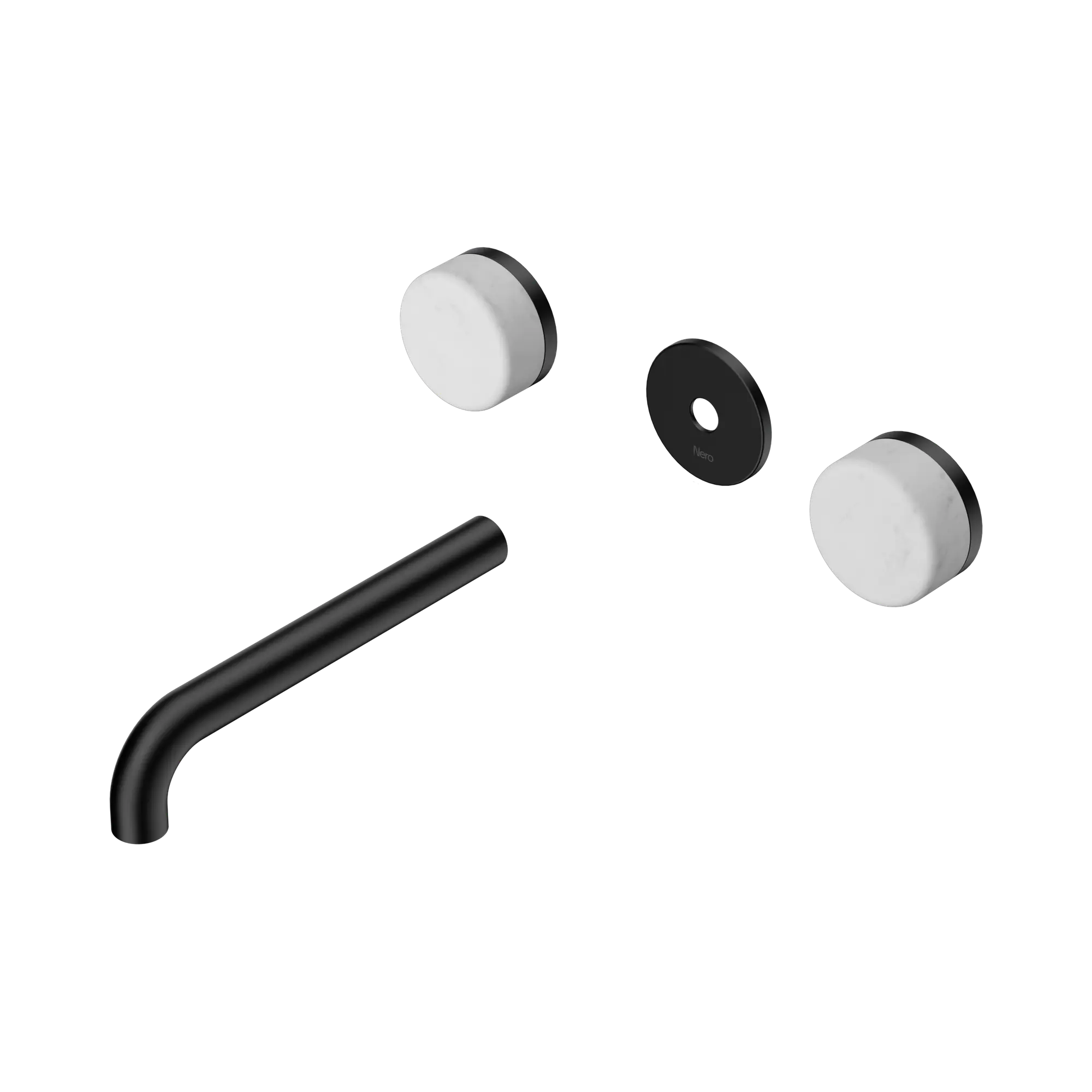 24 D080 MB Serenity Wall Basin Set 185mm Spout With Carrara Handle Trim Kit Only Matte Black image 1