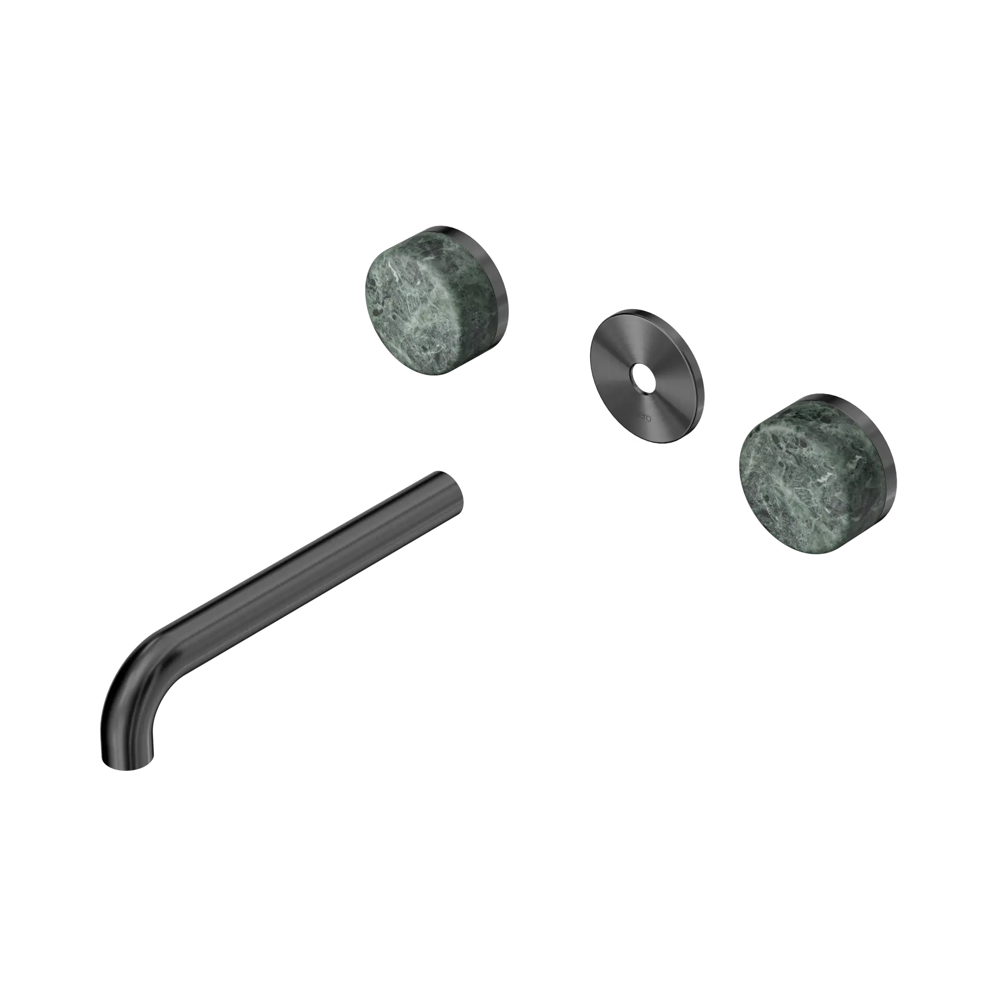 24 D081 GM Serenity Wall Basin Set 185mm Spout With Verde Alpi Handle Trim Kit Only Gun Metal image 1