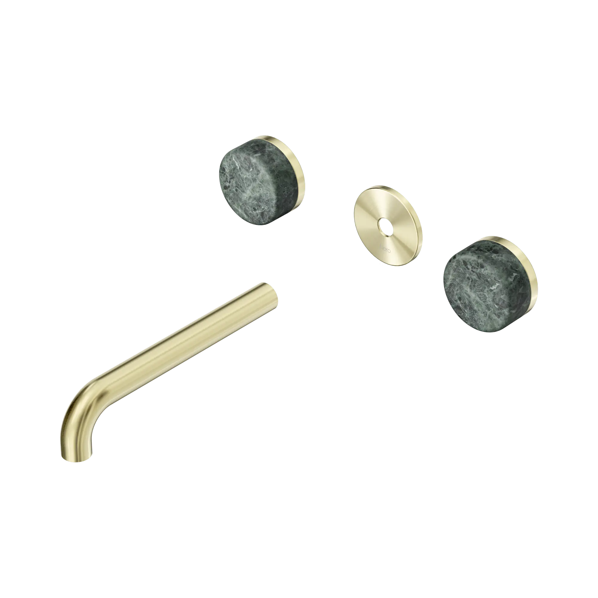 24 D081 BG Serenity Wall Basin Set 185mm Spout With Verde Alpi Handle Trim Kit Only Brushed Gold image 1