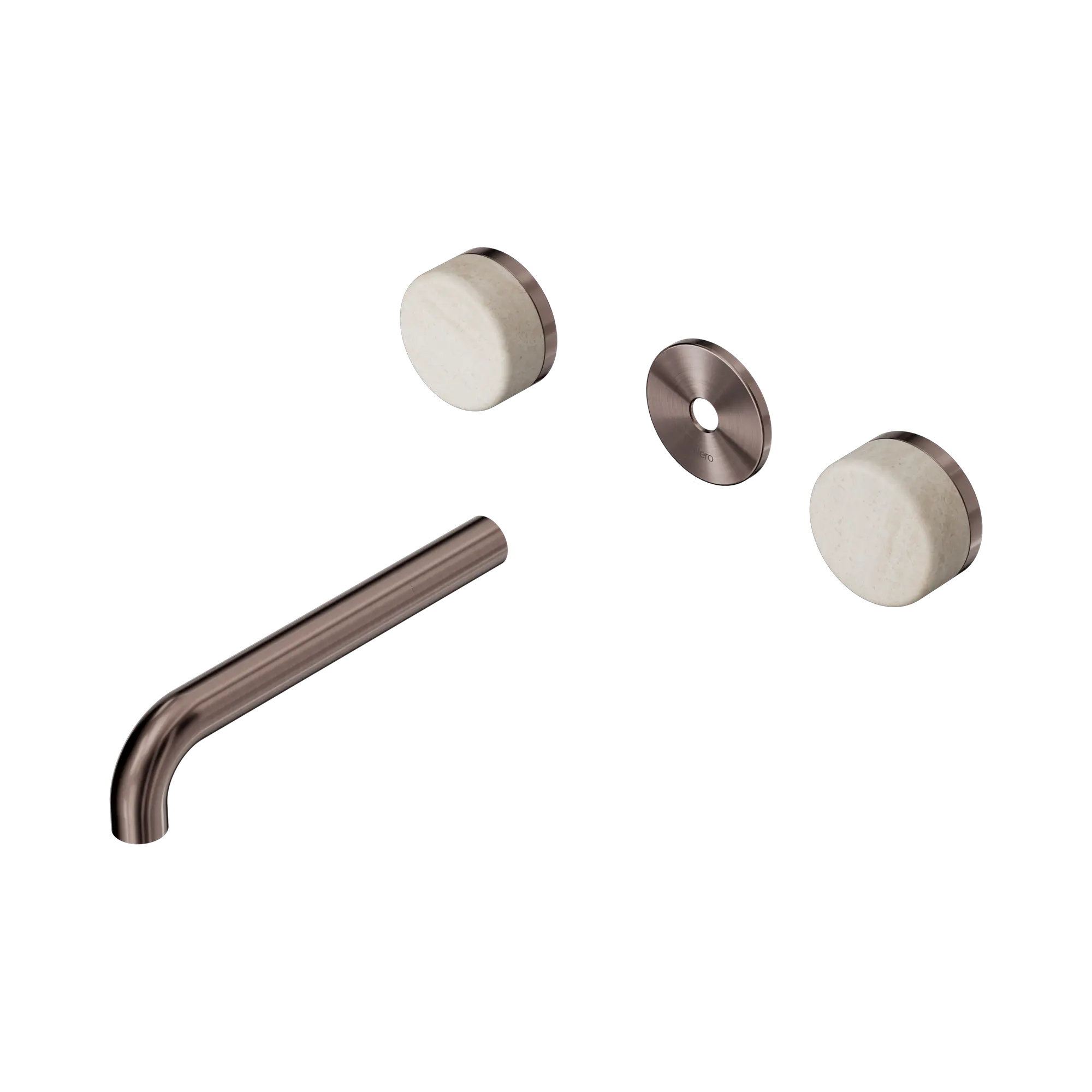 24 D082 BZ Serenity Wall Basin Set 185mm Spout With Rome Travertine Handle Trim Kit Only Brushed Bronze image 1