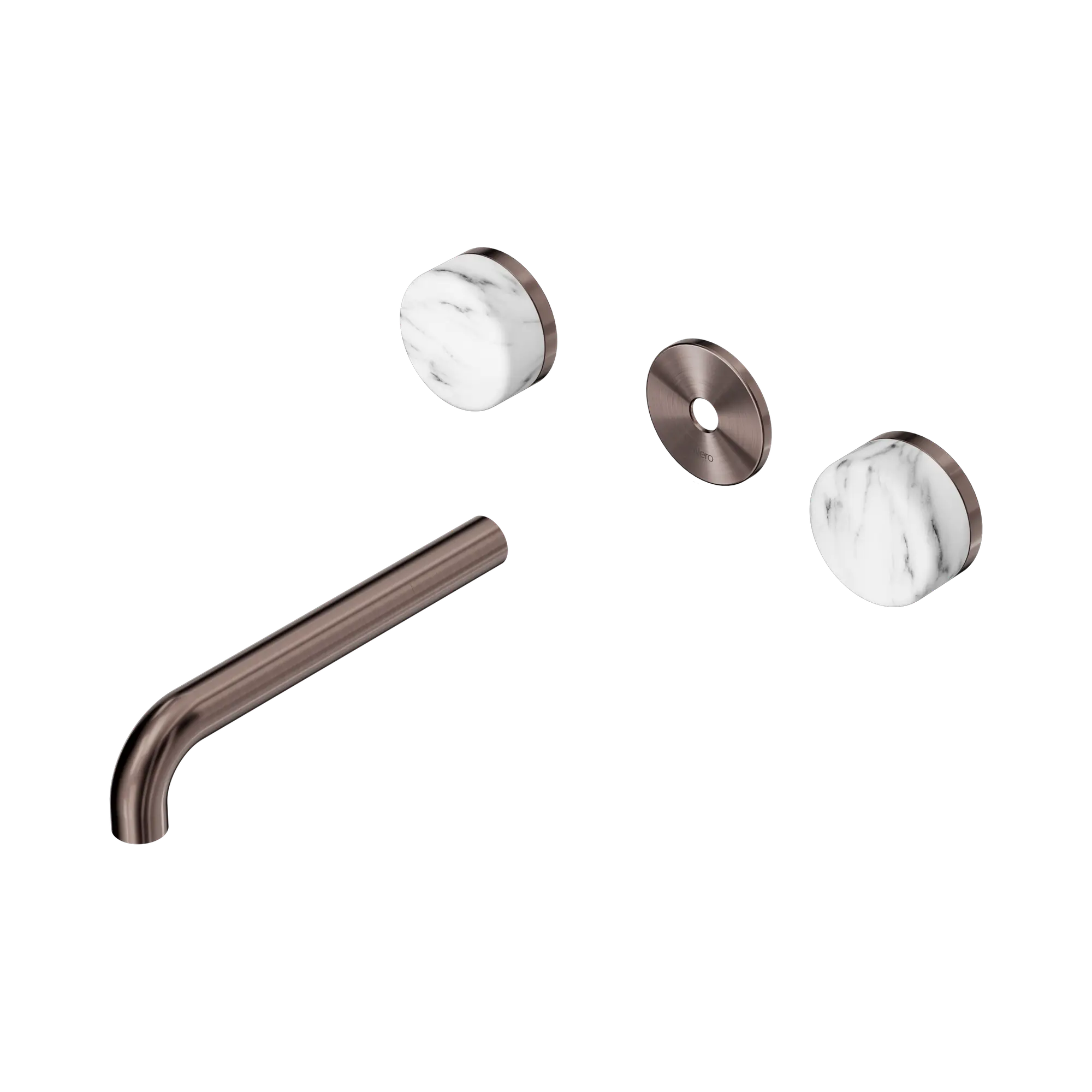 24 D083 BZ Serenity Wall Basin Set 185mm Spout With Arabescato Corchia Handle Trim Kit Only Brushed Bronze image 1