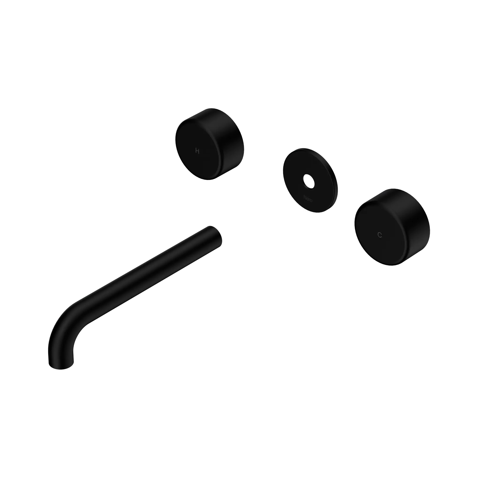 24 D085 MB Serenity Wall Basin Set 185mm Spout With Metal Handle Trim Kit Only Matte Black image 1