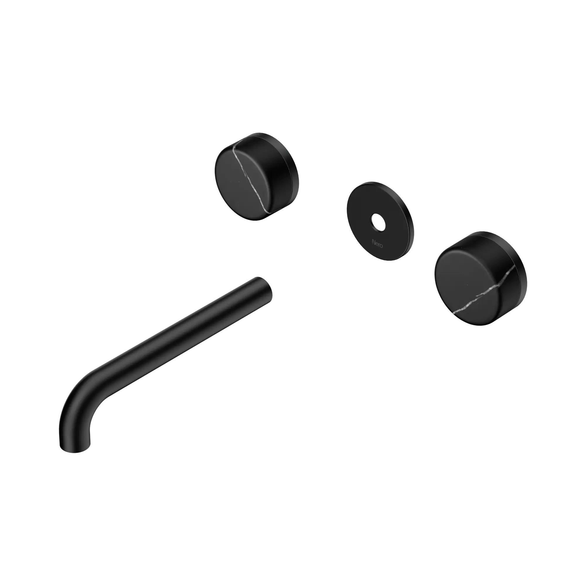 24 D111 MB Serenity Wall Basin Set 185mm Spout With Marquina Black Handle Trim Kit Only Matte Black image 1