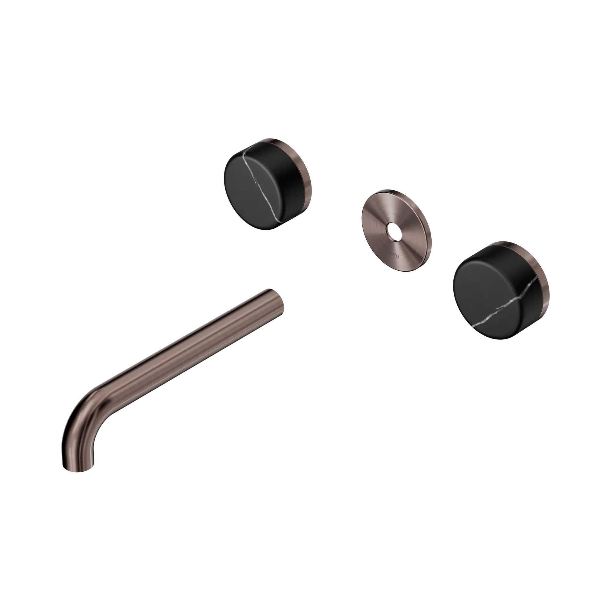 24 D111 BZ Serenity Wall Basin Set 185mm Spout With Marquina Black Handle Trim Kit Only Brushed Bronze image 1