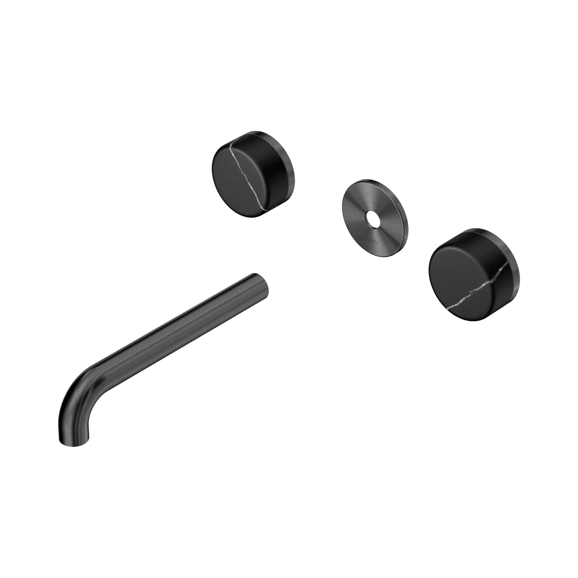 24 D111 GM Serenity Wall Basin Set 185mm Spout With Marquina Black Handle Trim Kit Only Gun Metal image 1