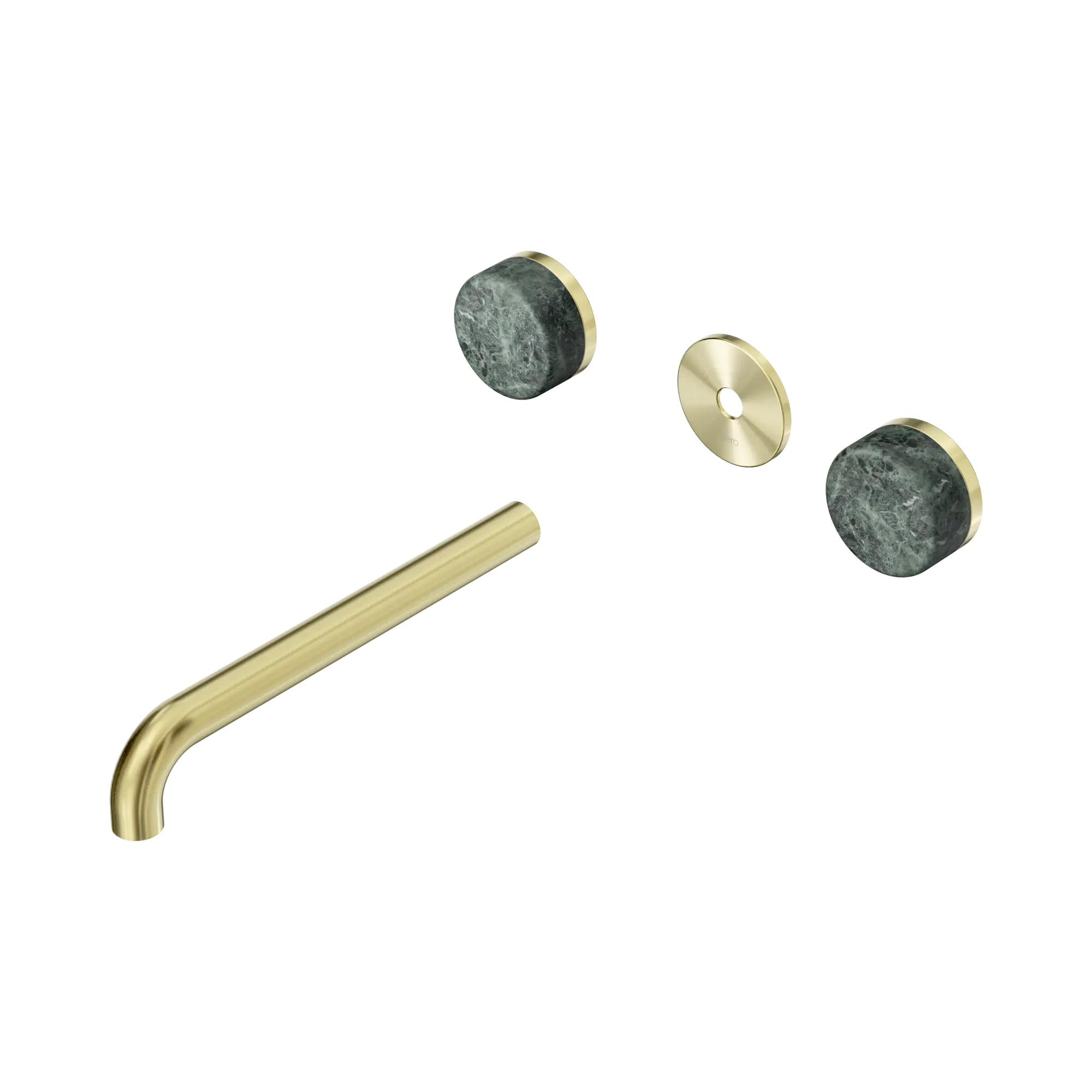 24 D087 BG Serenity Wall Basin Set 220mm Spout With Verde Alpi Handle Trim Kit Only Brushed Gold image 1