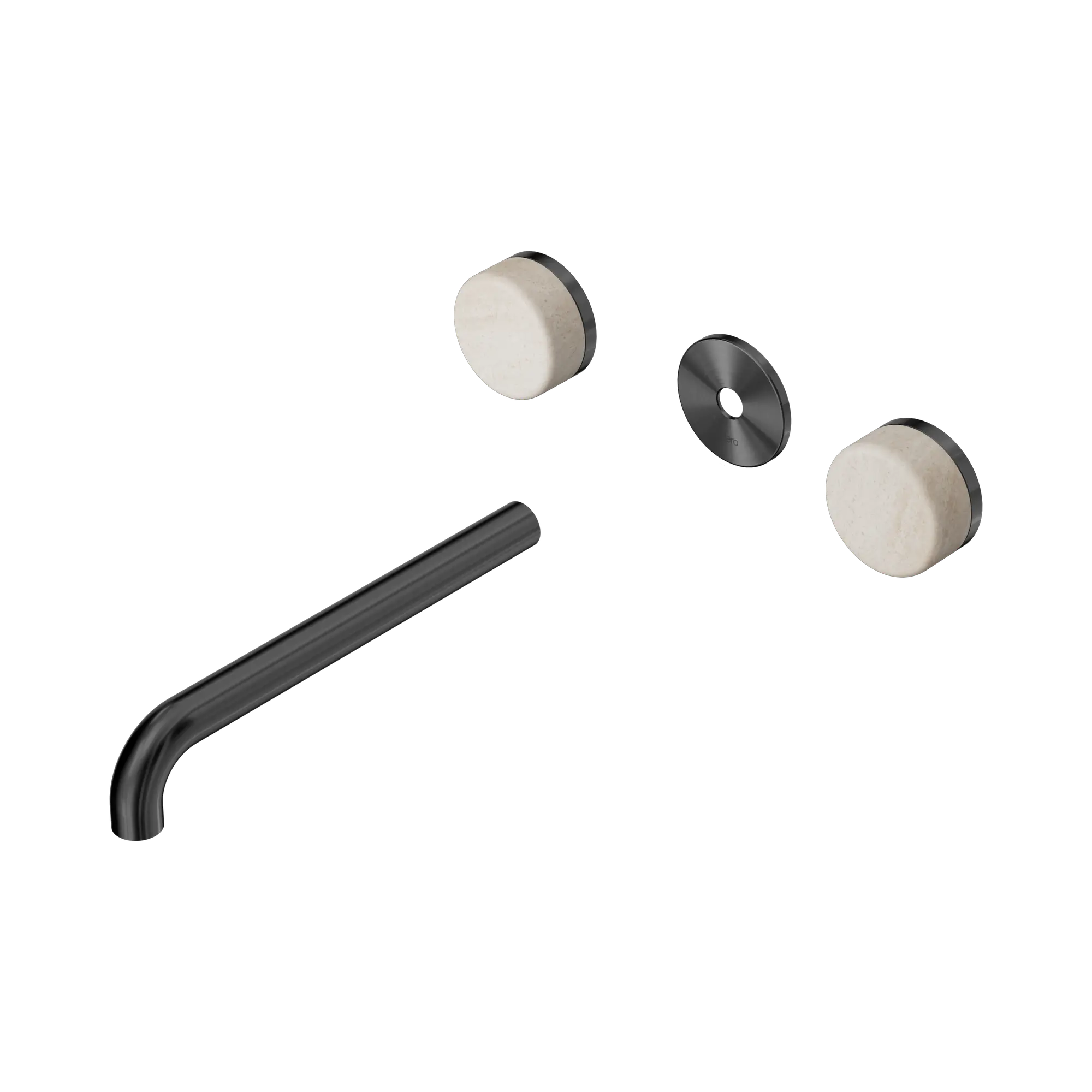 24 D088 GM Serenity Wall Basin Set 220mm Spout With Rome Travertine Handle Trim Kit Only Gun Metal image 1