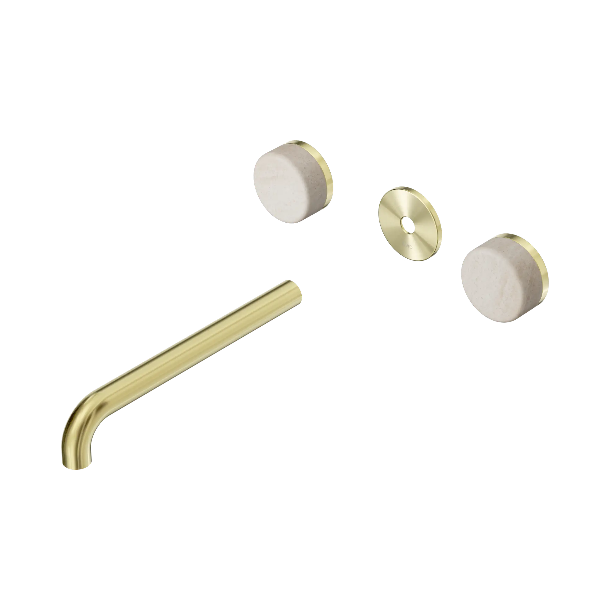 24 D088 BG Serenity Wall Basin Set 220mm Spout With Rome Travertine Handle Trim Kit Only Brushed Gold image 1