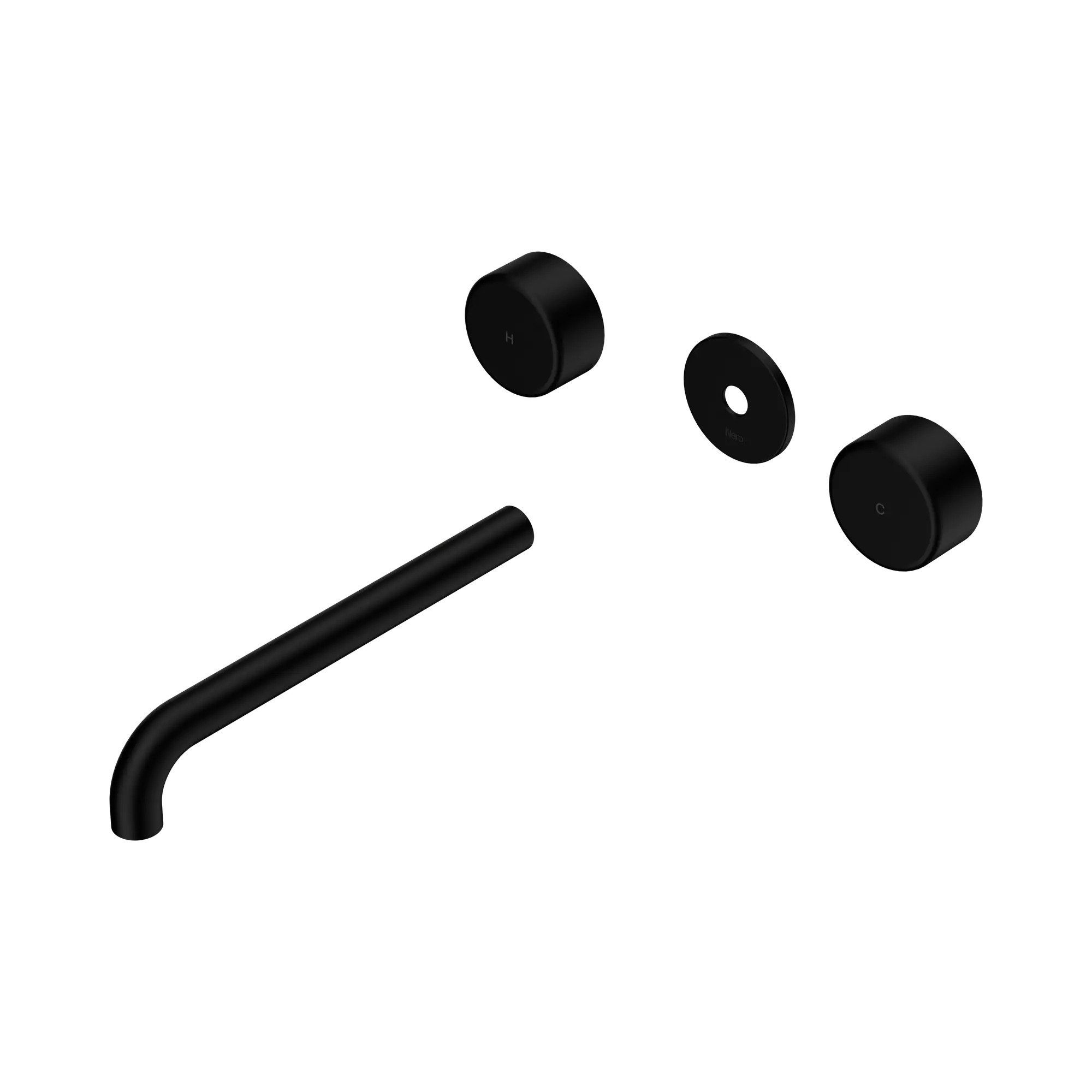 24 D091 MB Serenity Wall Basin Set 220mm Spout With Metal Handle Trim Kit Only Matte Black image 1