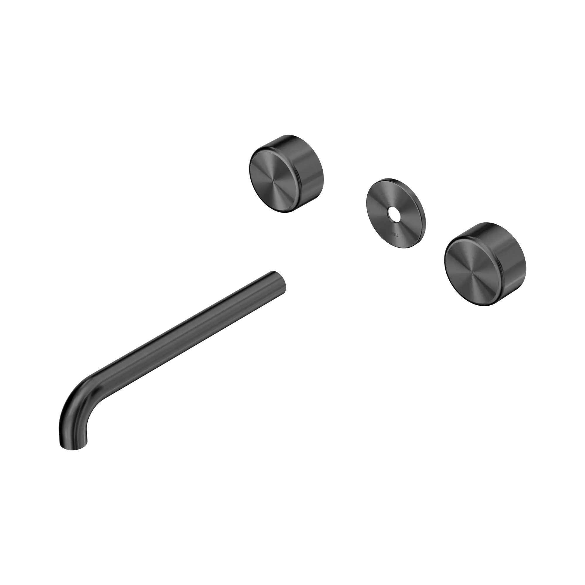 24 D091 GM Serenity Wall Basin Set 220mm Spout With Metal Handle Trim Kit Only Gun Metal image 1