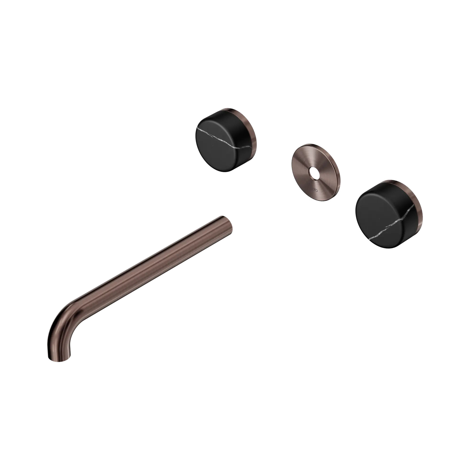 24 D112 BZ Serenity Wall Basin Set 220mm Spout With Marquina Black Handle Trim Kit Only Brushed Bronze image 1