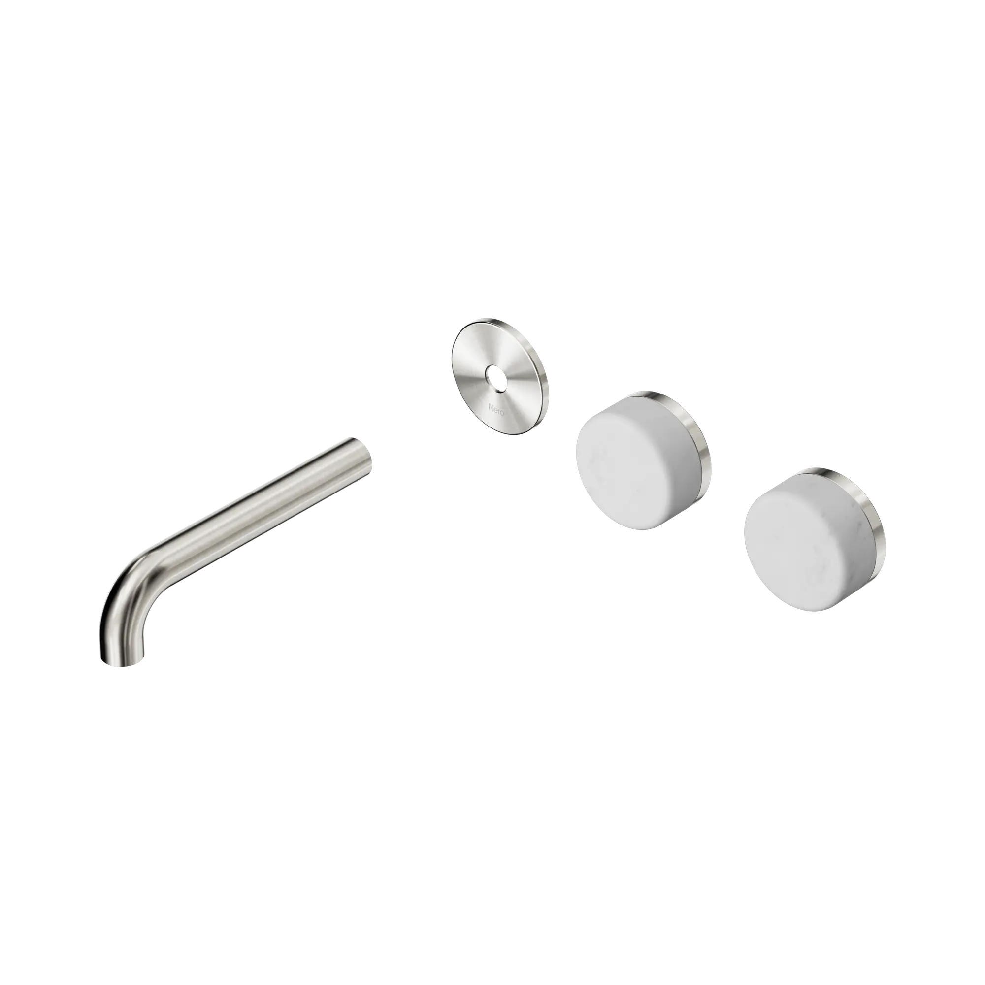 24 D092 BN Serenity Wall Basin Set 160mm Offset spout With Carrara Handle Trim Kit Only Brushed Nickel image 1