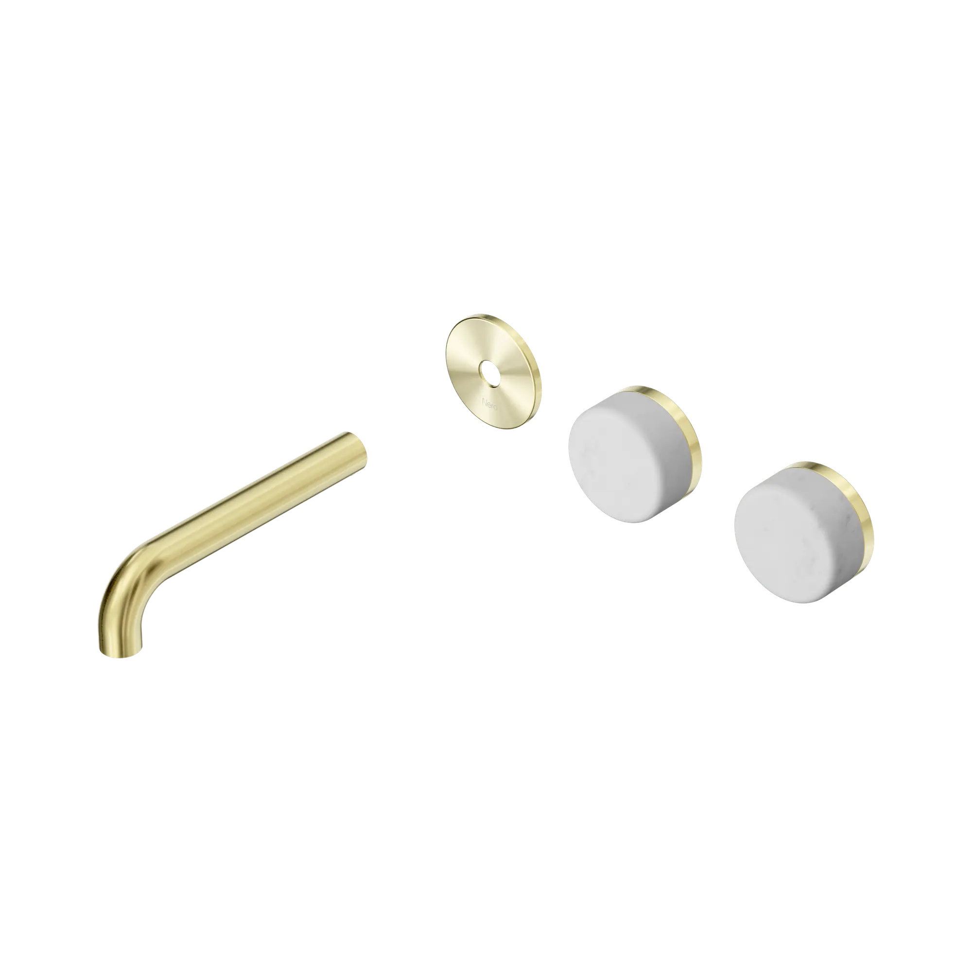 24 D092 BG Serenity Wall Basin Set 160mm Offset spout With Carrara Handle Trim Kit Only Brushed Gold image 1