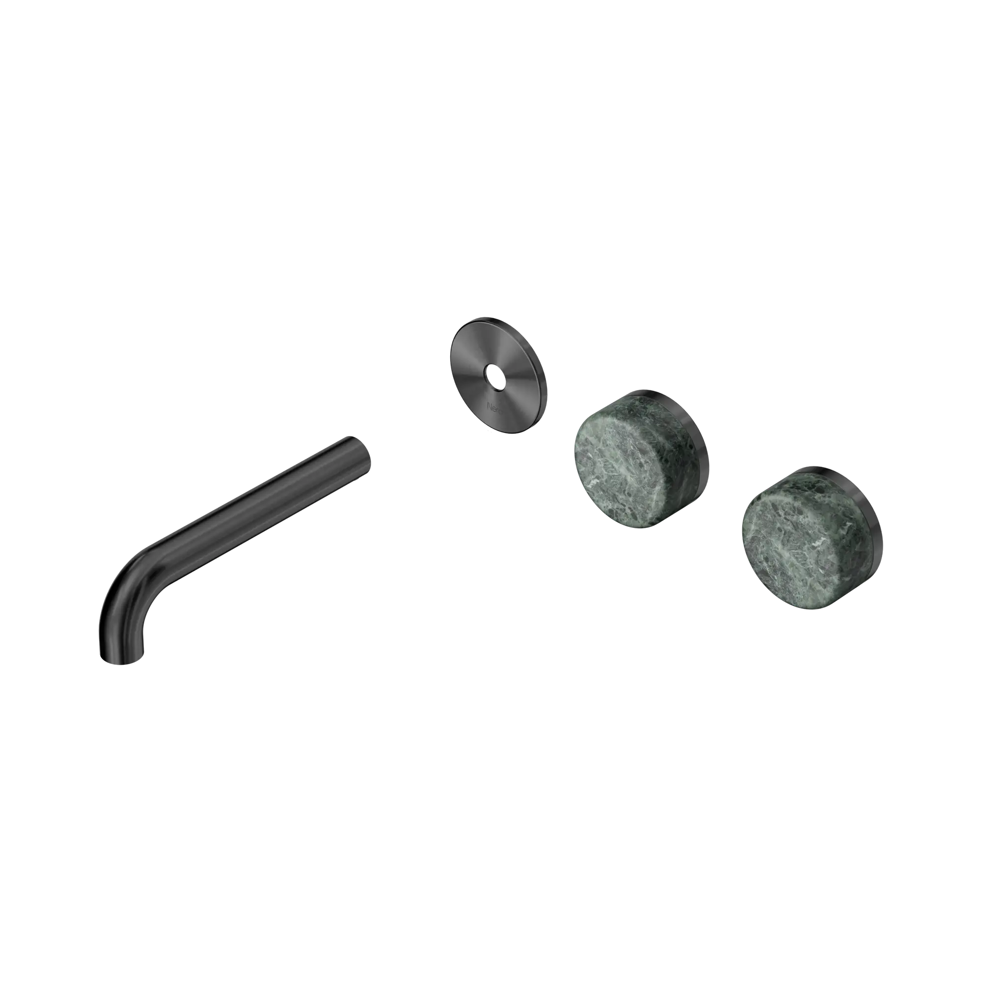 24 D093 GM Serenity Wall Basin Set 160mm Offset spout With Verde Alpi Handle Trim Kit Only Gun Metal image 1