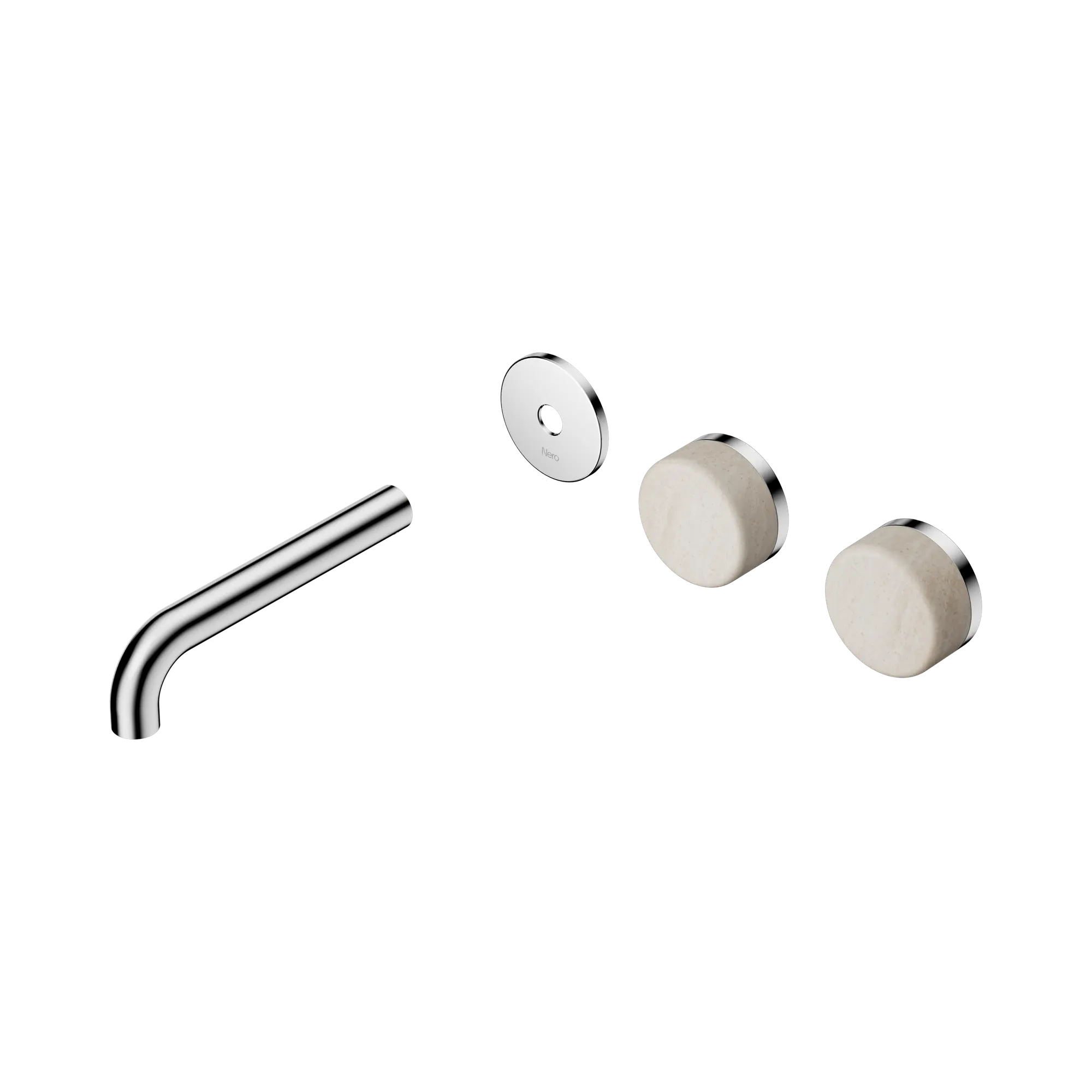 24 D094 CH Serenity Wall Basin Set 160mm Offset spout With Rome Travertine Handle Trim Kit Only Chrome image 1