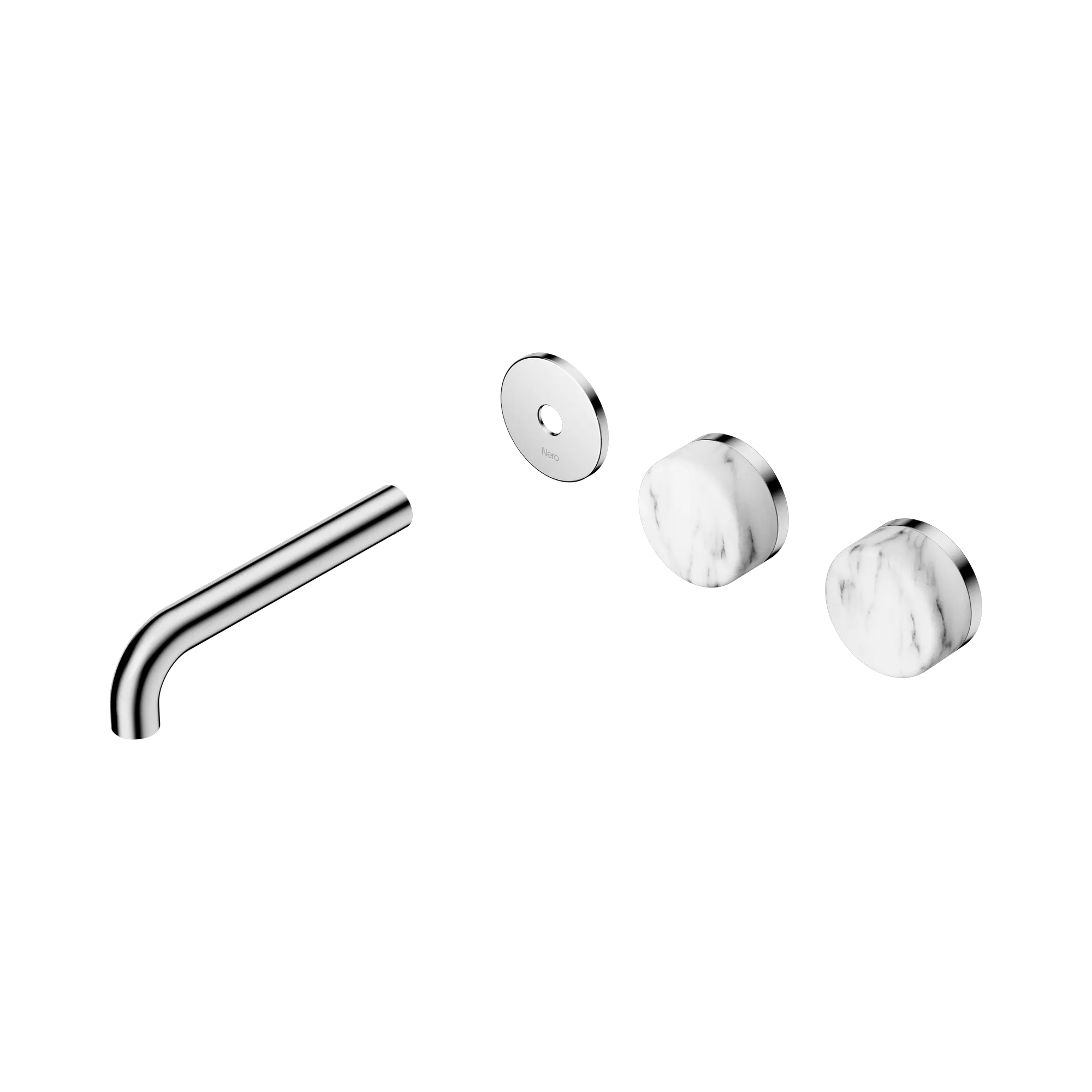 24 D095 CH Serenity Wall Basin Set 160mm Offset spout With Arabescato Corchia Handle Trim Kit Only Chrome image 1